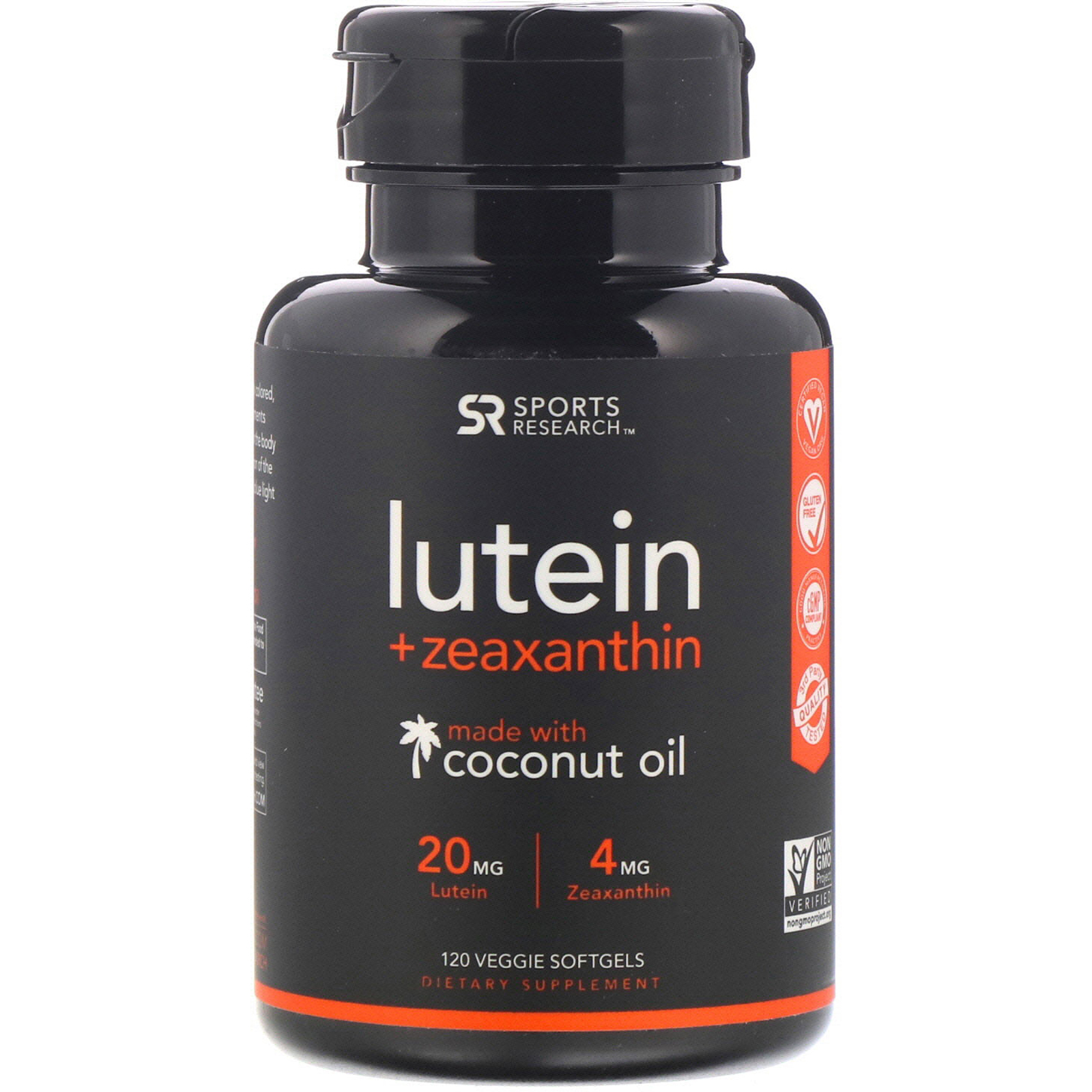 Sports Research, Luteína + Zeaxantina com Óleo De Coco, 120 Cápsulas Gelatinosas Vegetais