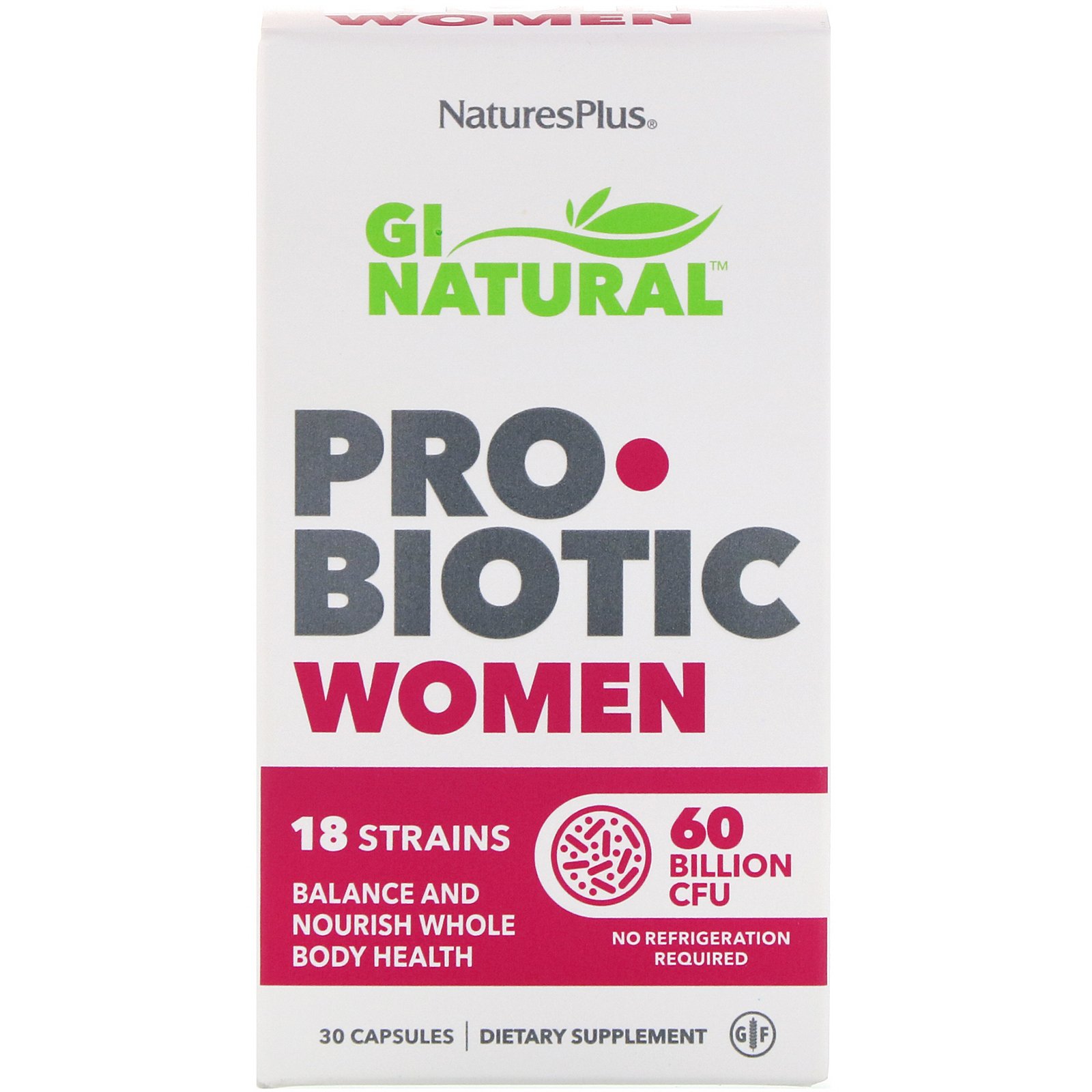 Nature's Plus, GI Natural Probiotic Women, 60 Bilhões de UFCs, 30 Cápsulas