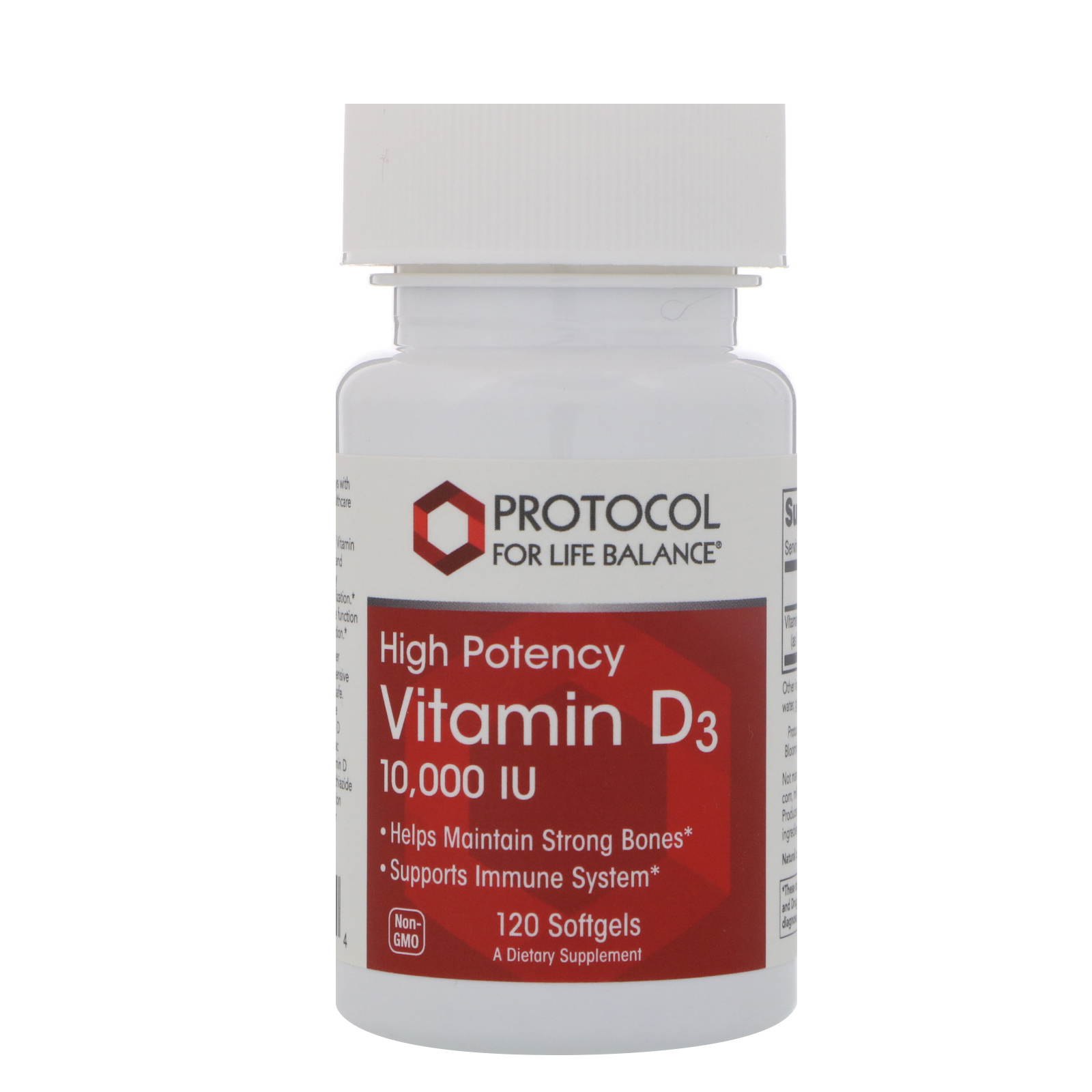 Protocol for Life Balance, Vitamina D3, 10.000 UI, 120 Cápsulas Gelatinosas
