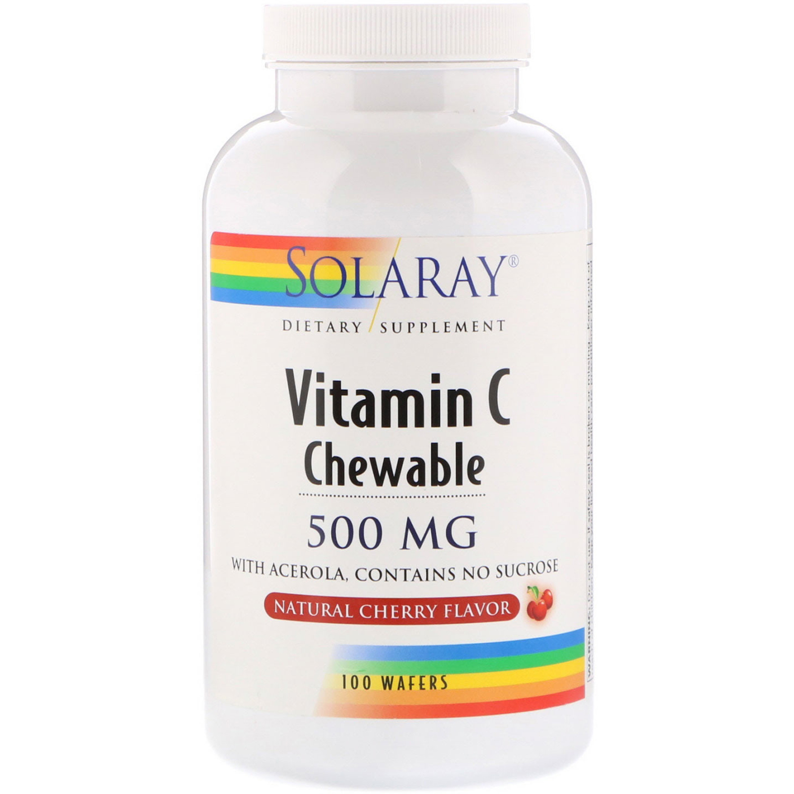 Solaray, Vitamina C Mastigável, Aroma Natural de Cereja, 500 mg, 100 Pastilhas