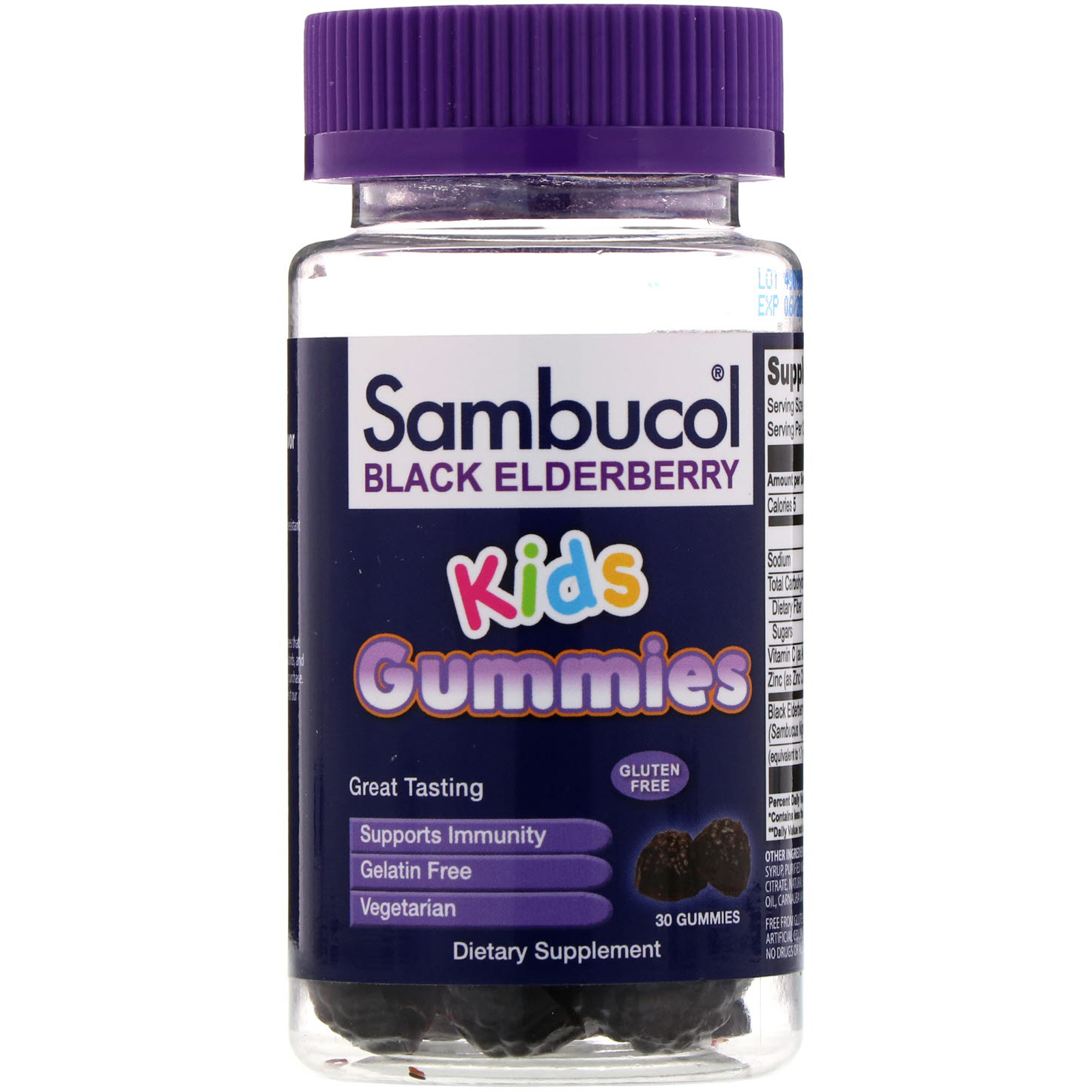 Sambucol, Fruta do sabugueiro negro, goma para crianças, 30 gomas