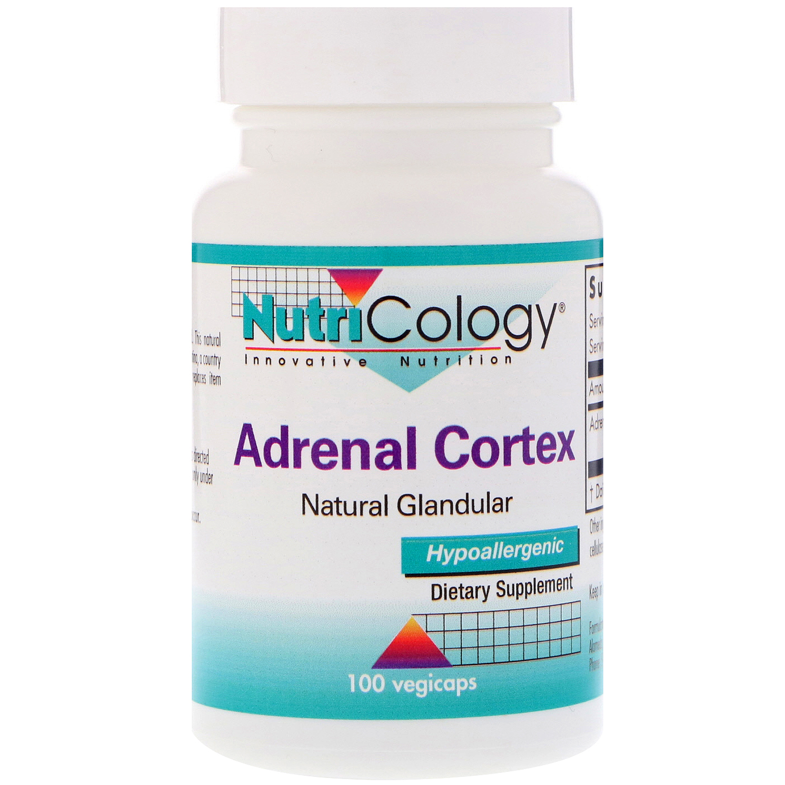 Nutricology, Córtex Adrenal, Glandular Natural, 100 Vegicaps