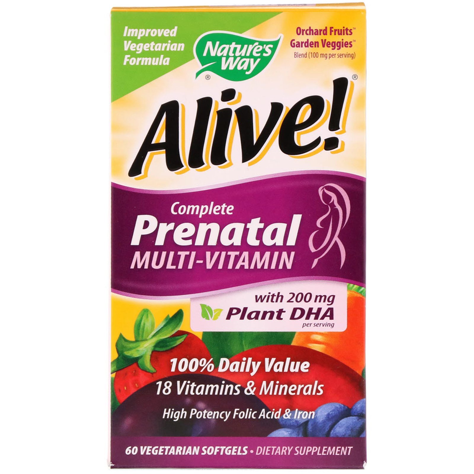 Nature's Way, Alive! Multivitamínico Pré-Natal Completo, 60 Cápsulas Softgel Vegetarianas