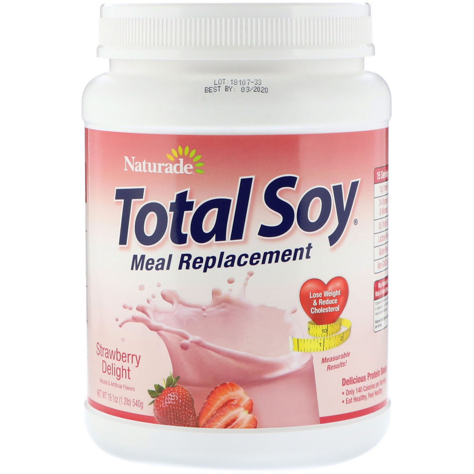 Naturade, Total Soy, Substituto para Refeição, Morango Delícia, 540 g (19,1 oz)