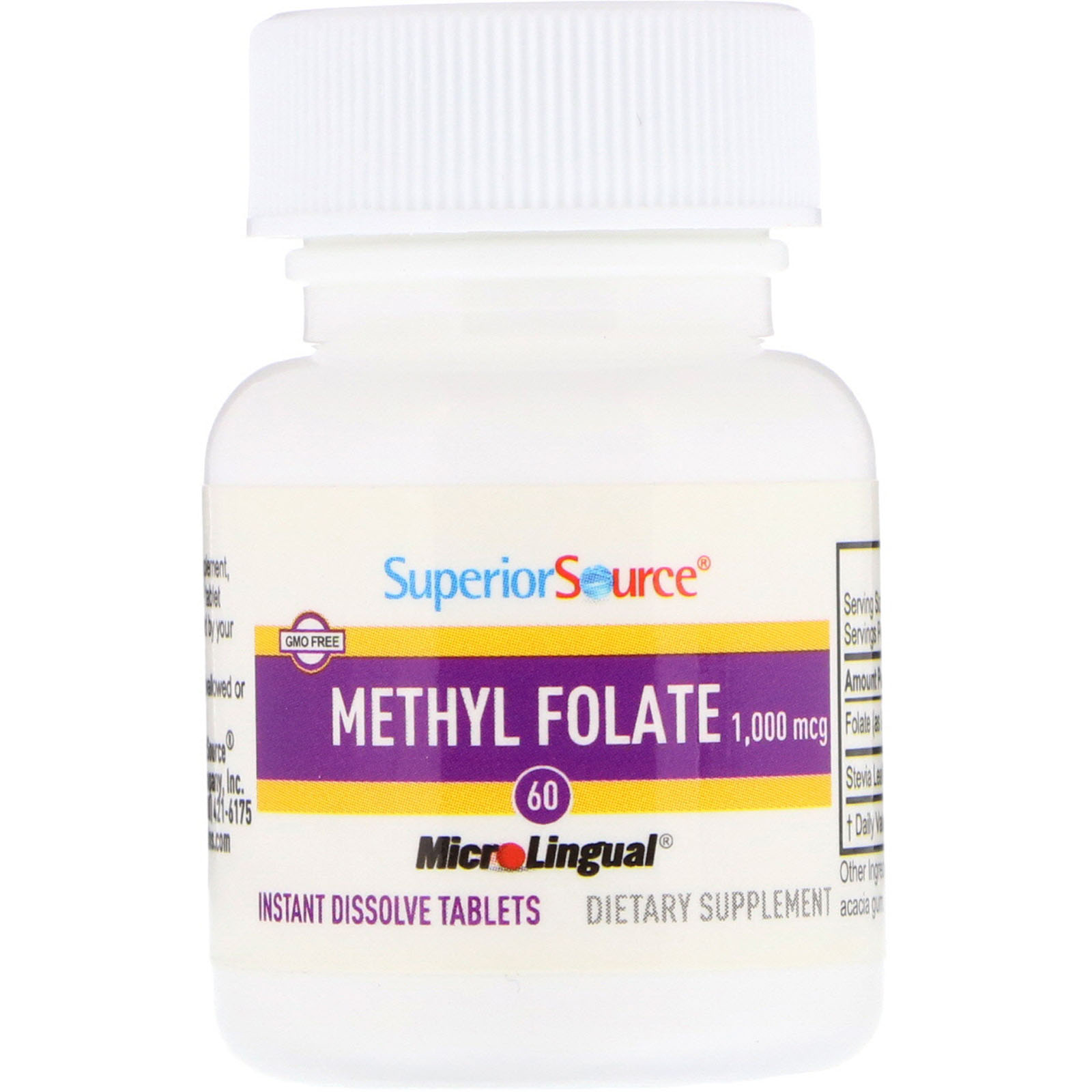 Superior Source, Folato de Metila, 1.000 mcg, 60 Comprimidos - Imagem 3