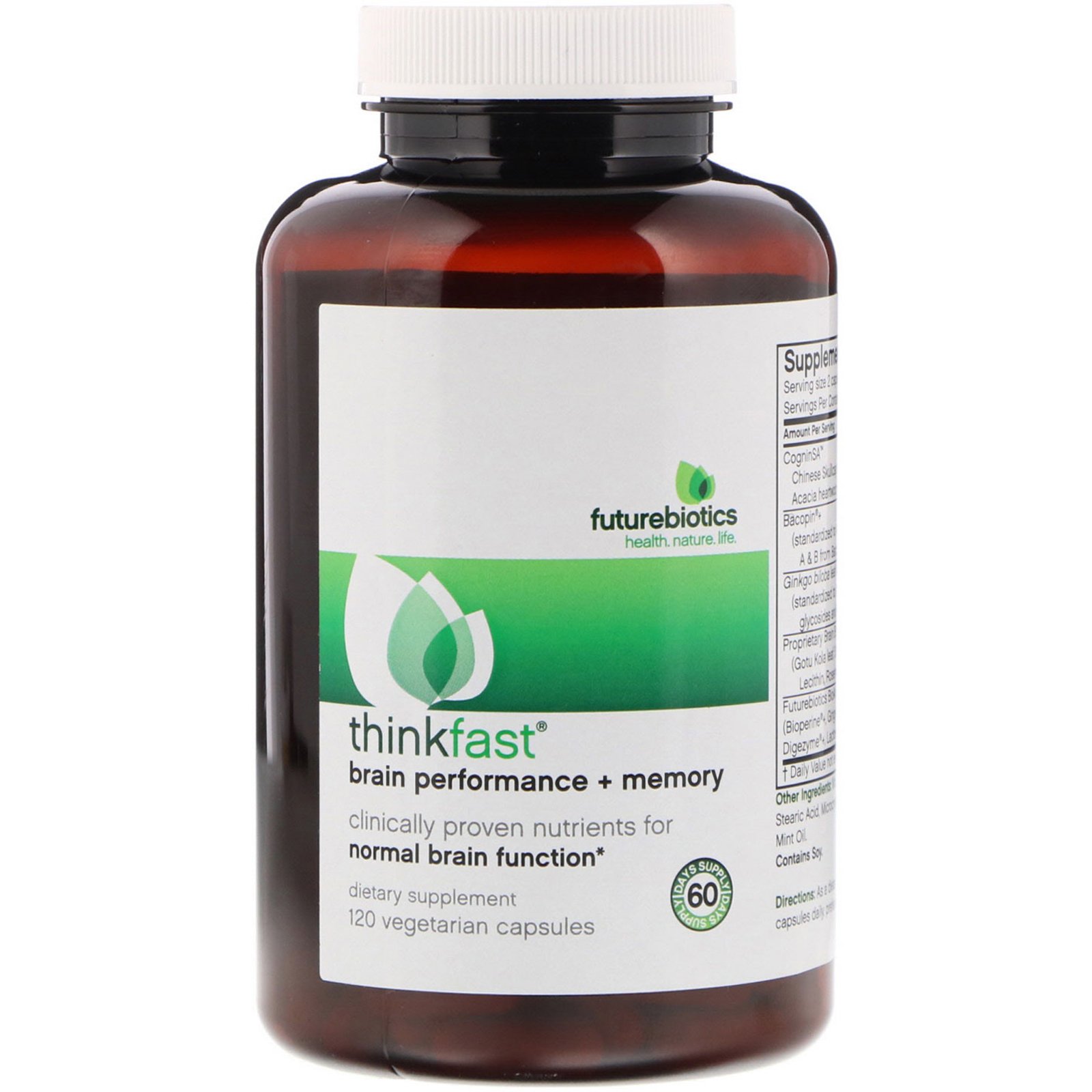FutureBiotics, Thinkfast, Desempenho do Cérebro + Memória, 120 Cápsulas Vegetarianas