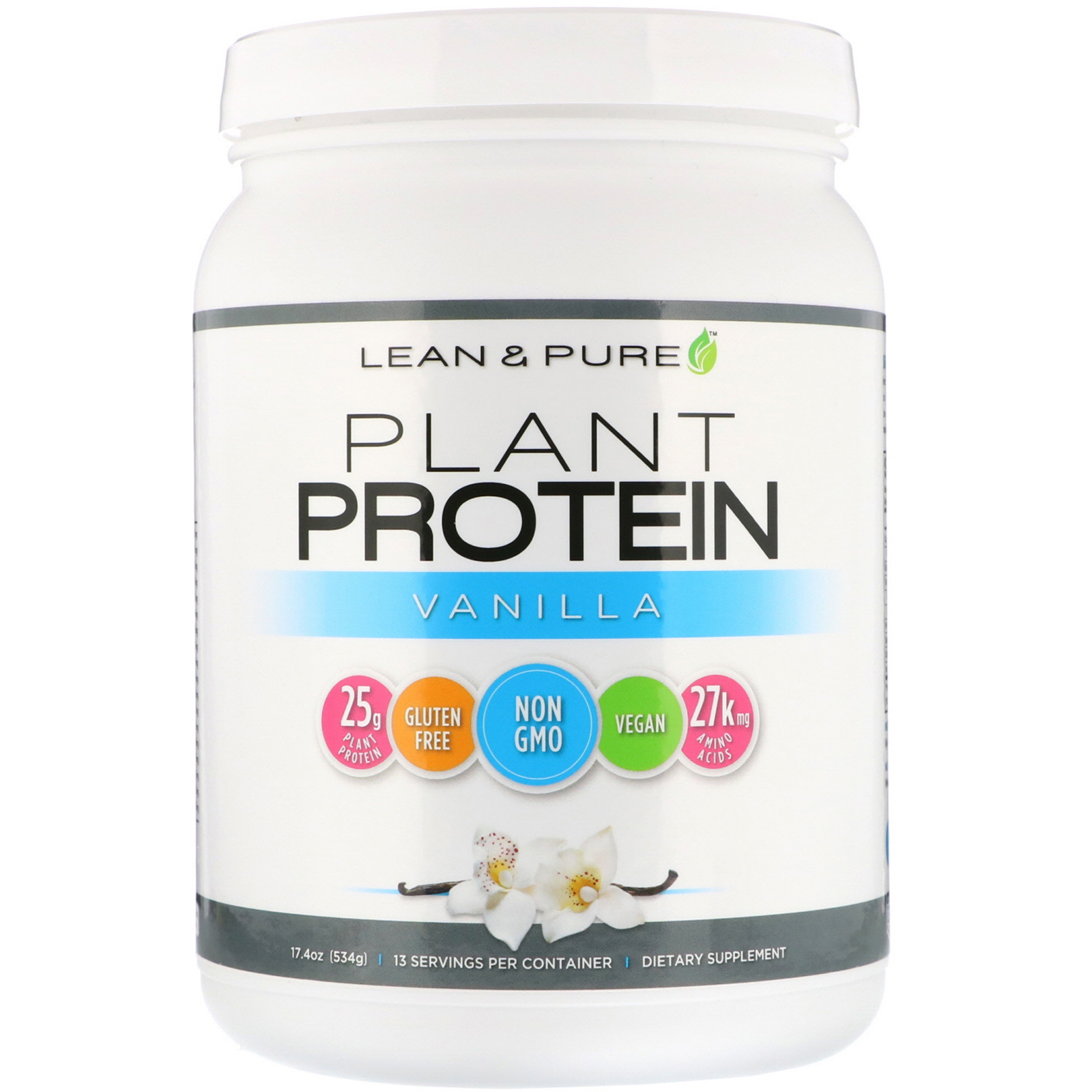 Lean & Pure, Proteína Vegetal, Baunilha, 17,4 oz (534 g)