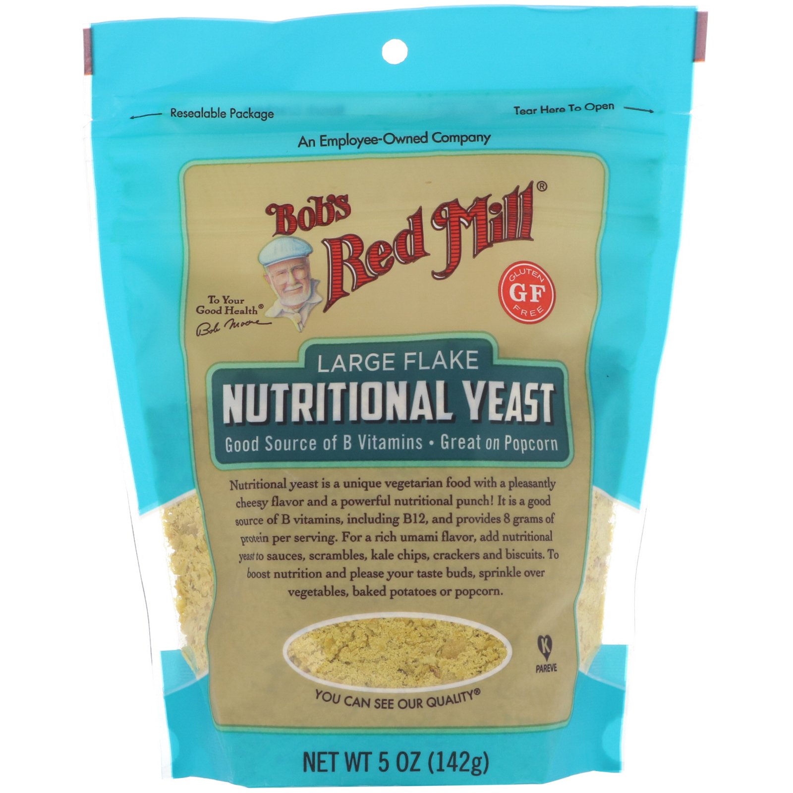 Bob's Red Mill, Flocos Largos de Levedura Nutricional, Sem Glúten, 5 oz (142 g)