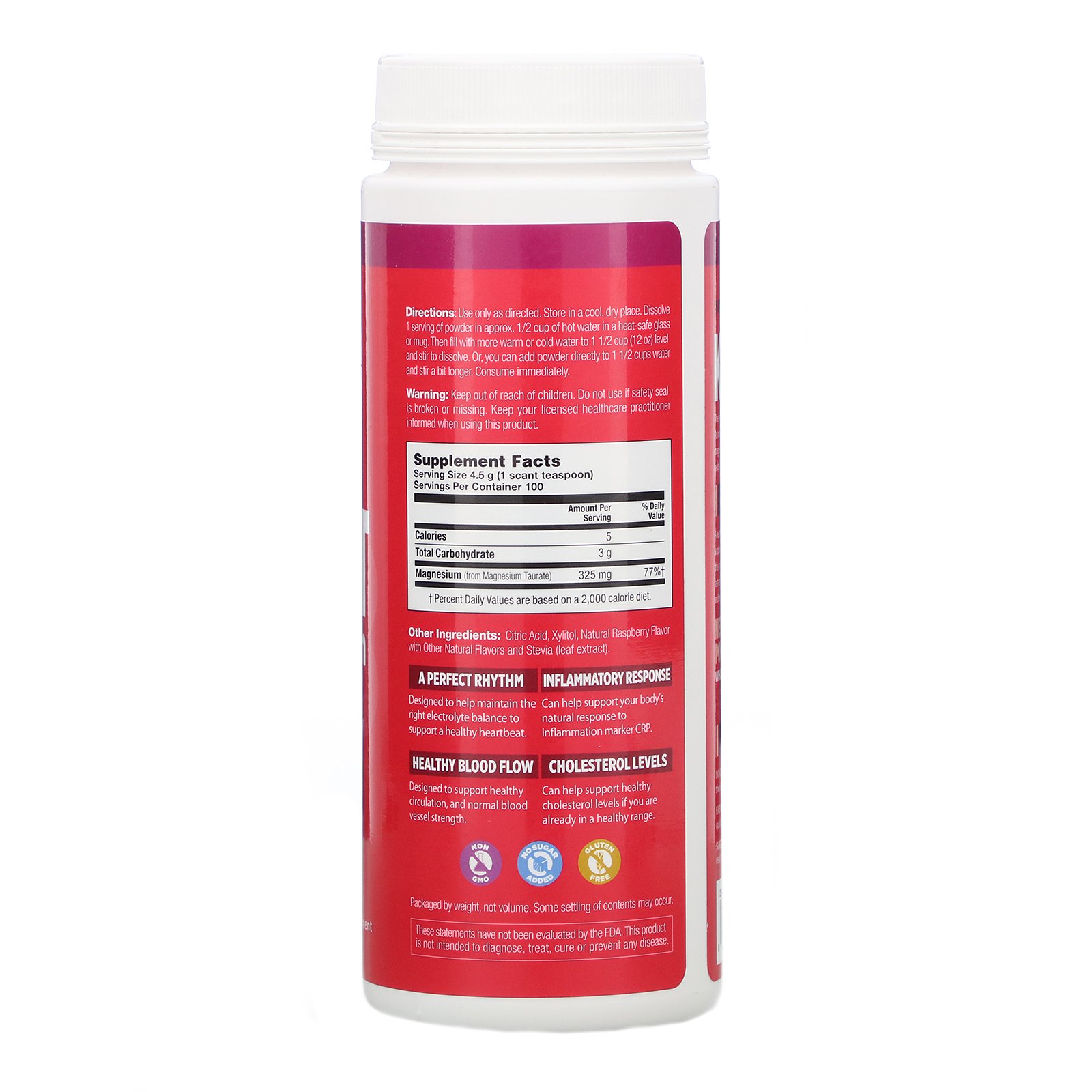 KAL, Heart Magnesium, Bebida para a Saúde do Coração, Framboesa Vermelha, 445 g (15,7 oz) - Imagem 2