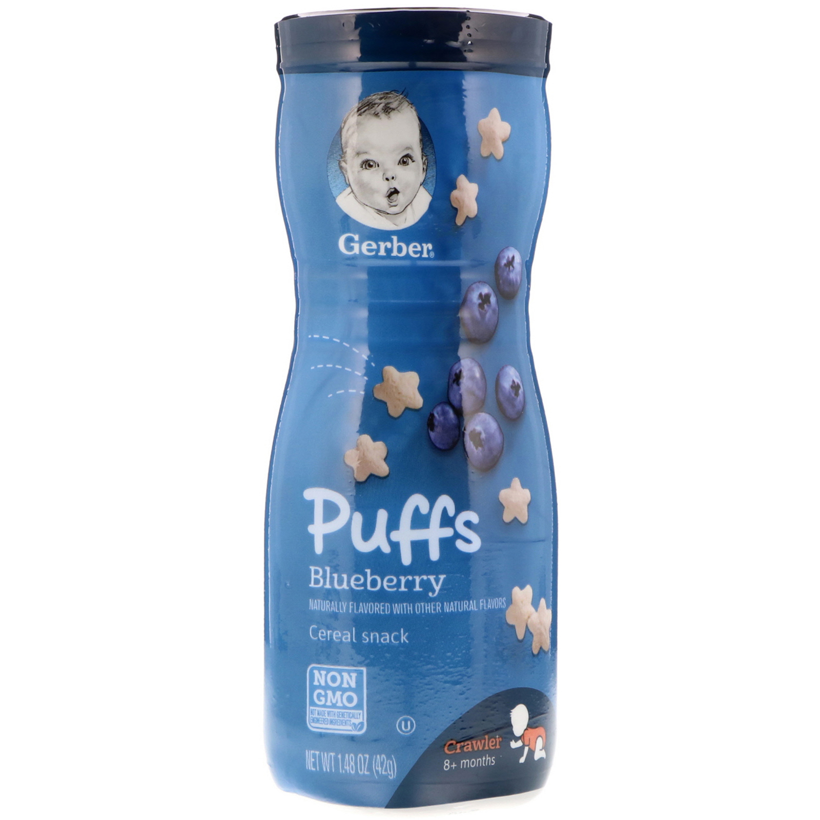 Gerber, Puffs, Lanche de Cereais, Bebês, A Partir de 8 Meses, Mirtilo, 42 g (1,48 oz)