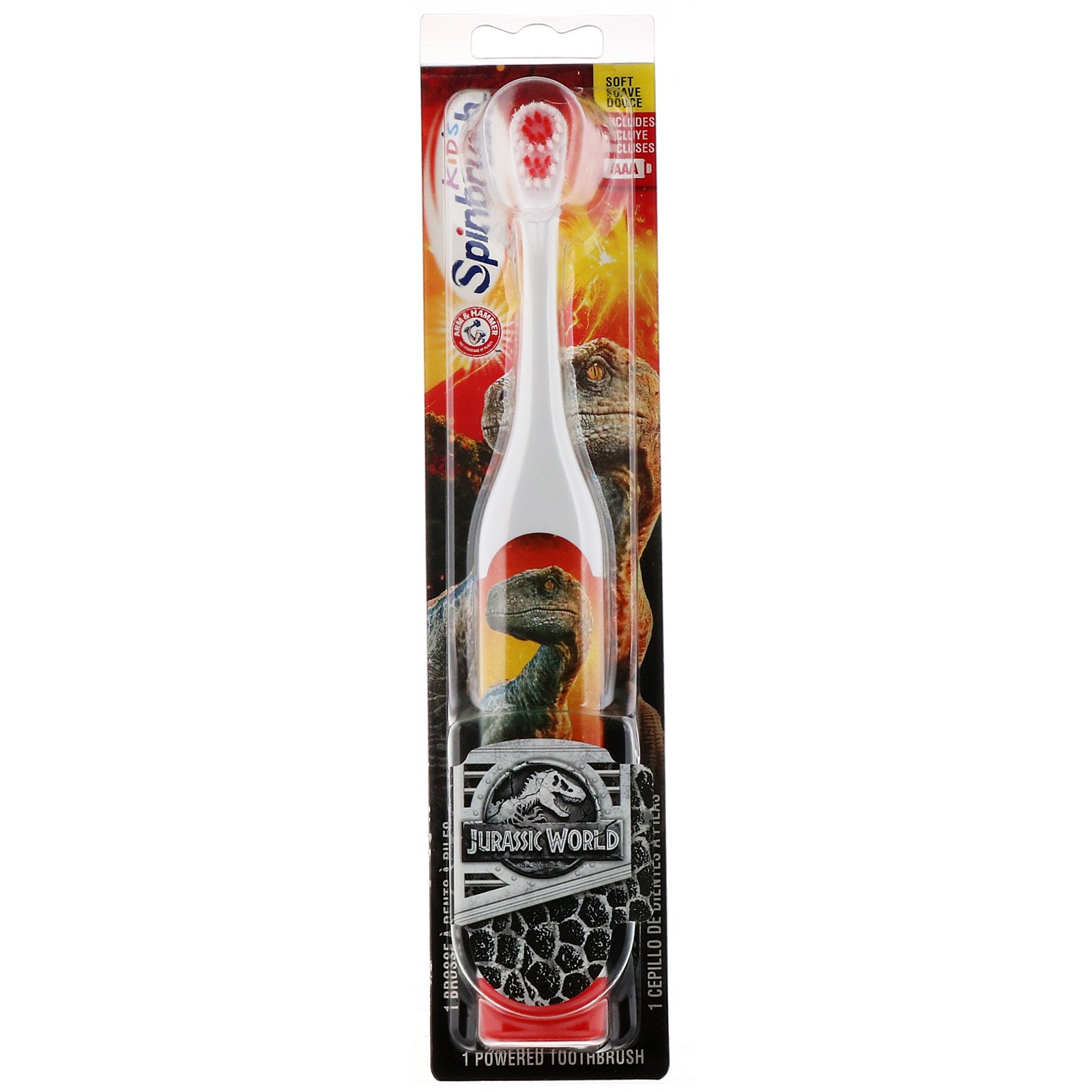 Arm & Hammer, Kid's Spinbrush, Jurassic World, Soft, 1 Battery Powered Toothbrush - Imagem 2