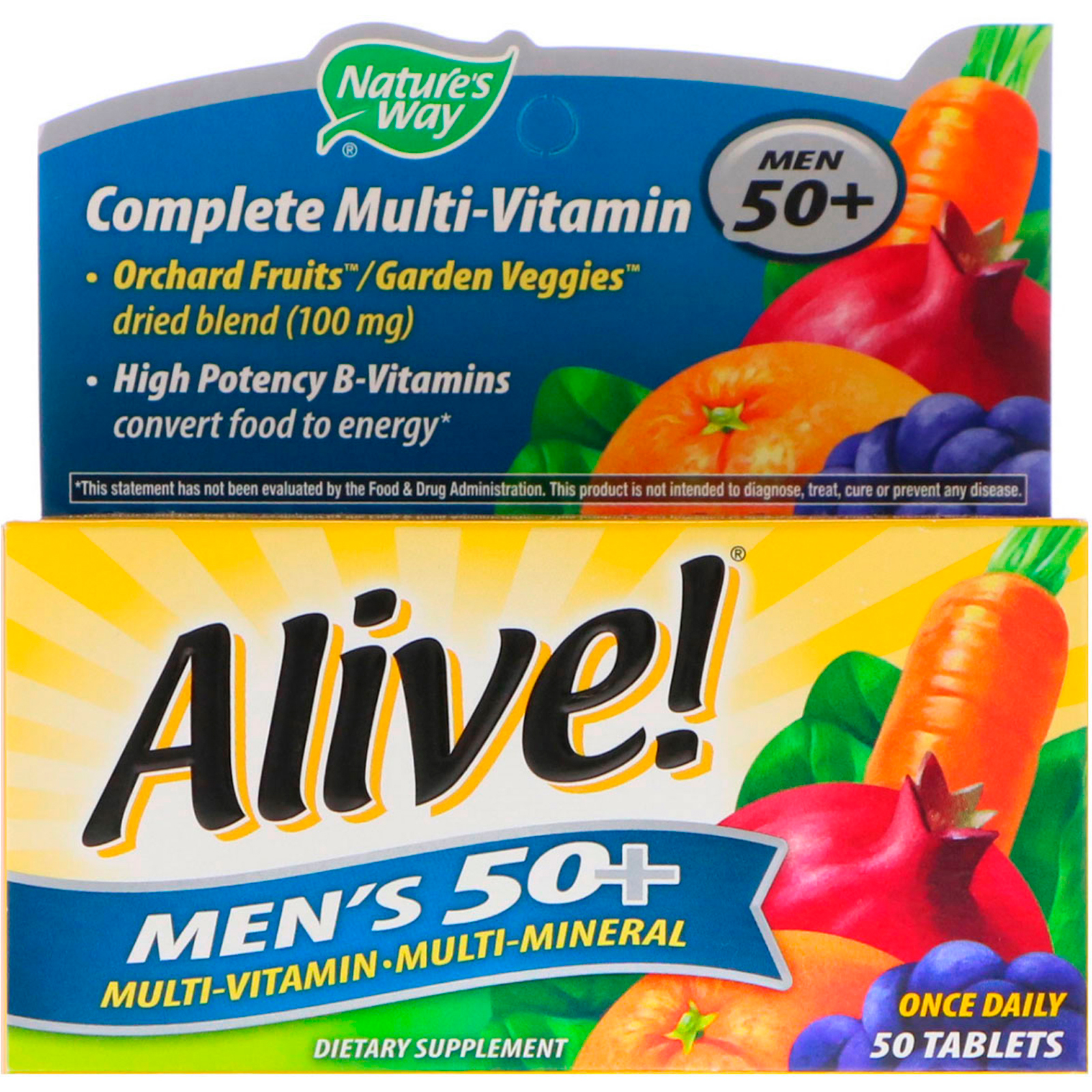 Nature's Way, Alive! Multivitamínico Completo para Homens Acima dos 50, 50 Comprimidos