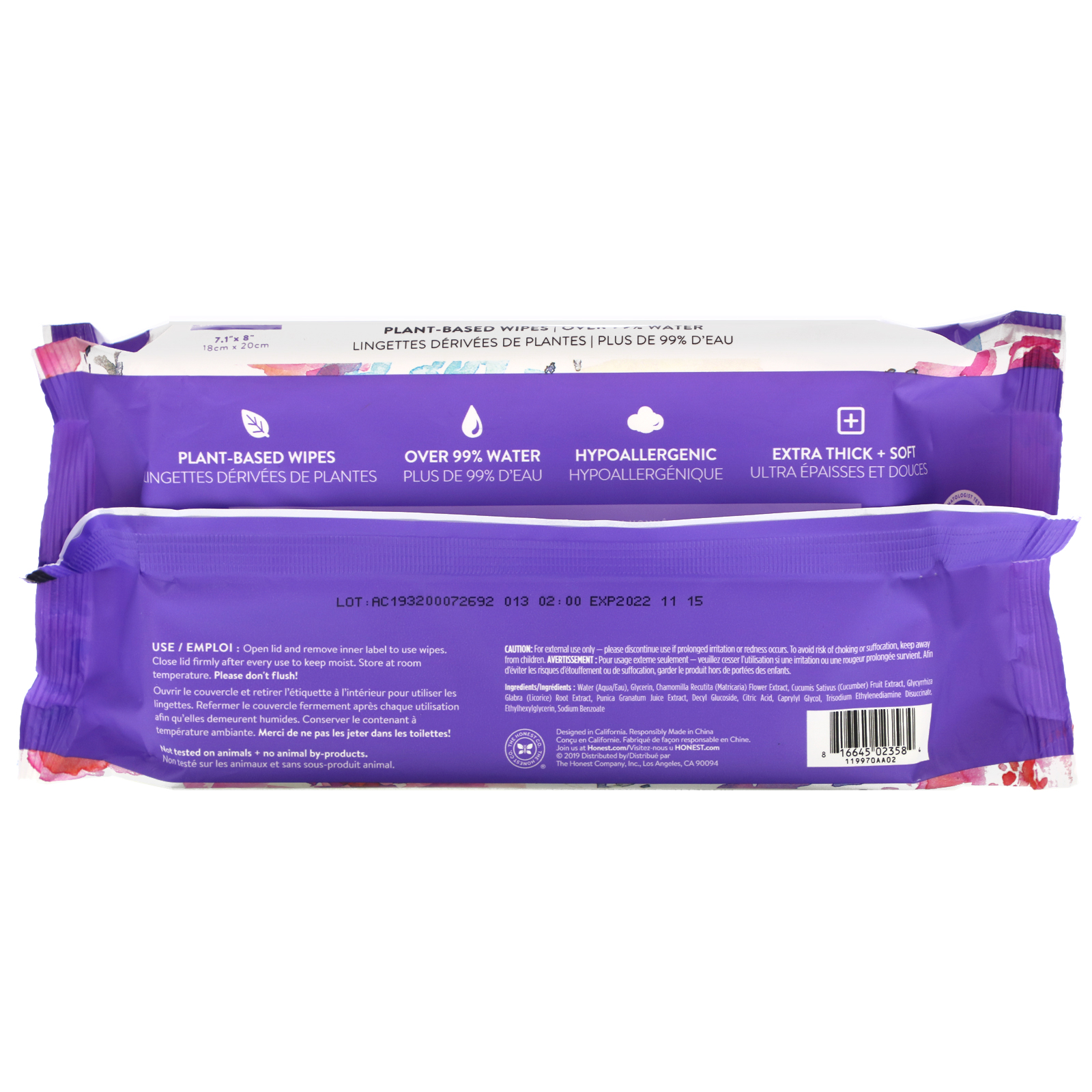 The Honest Company, Plant-Based Wipes, Rose Blossom, 72 Wipes - Imagem 2