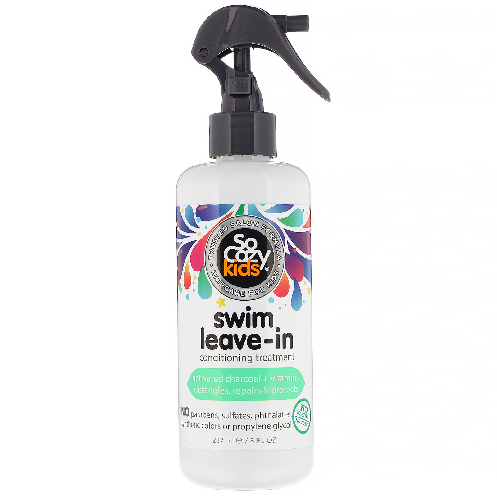 SoCozy, Kids, Condicionador de tratamento sem enxágue para natação, 237 ml