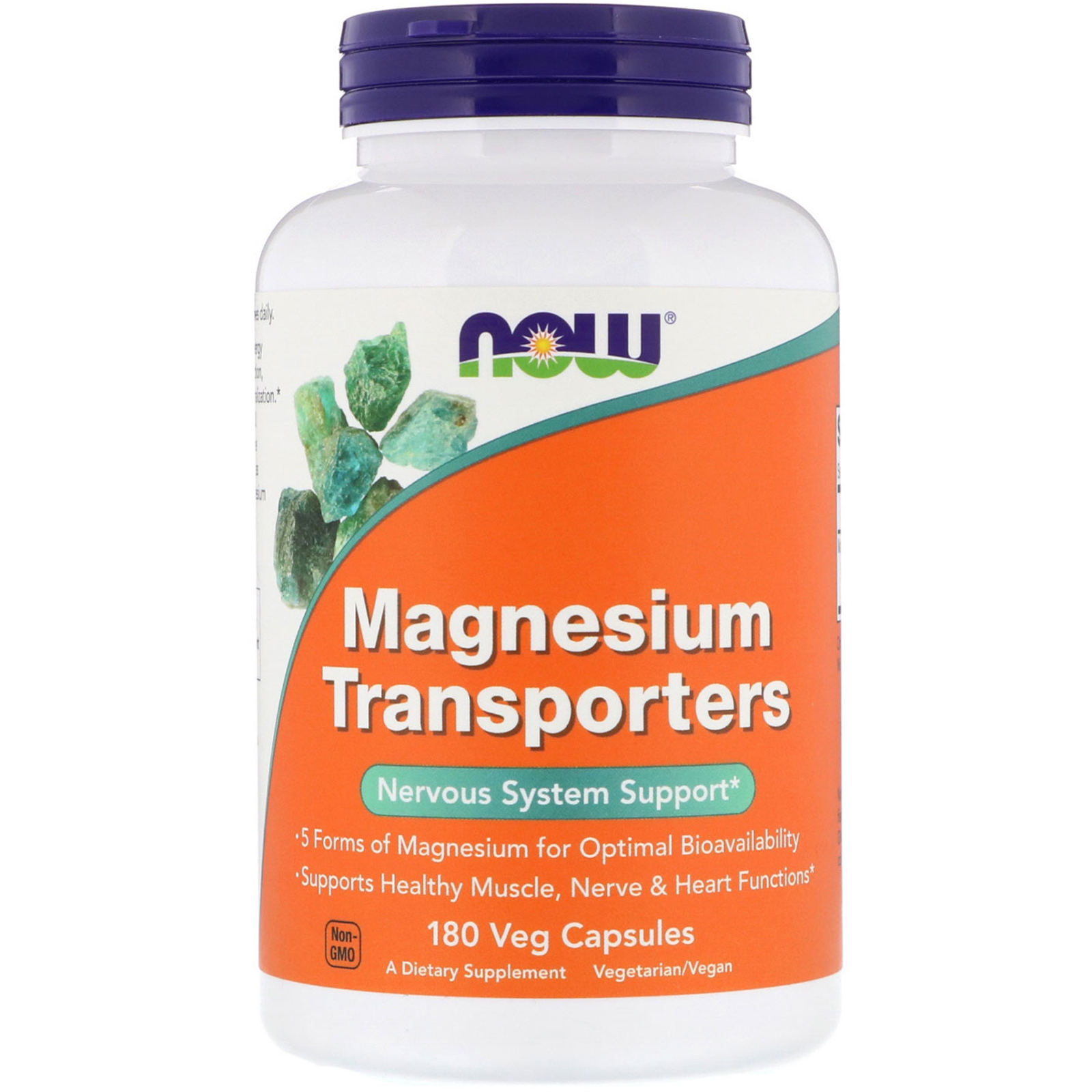 Now Foods, Transportadores de Magnésio, 180 Cápsulas Vegetais