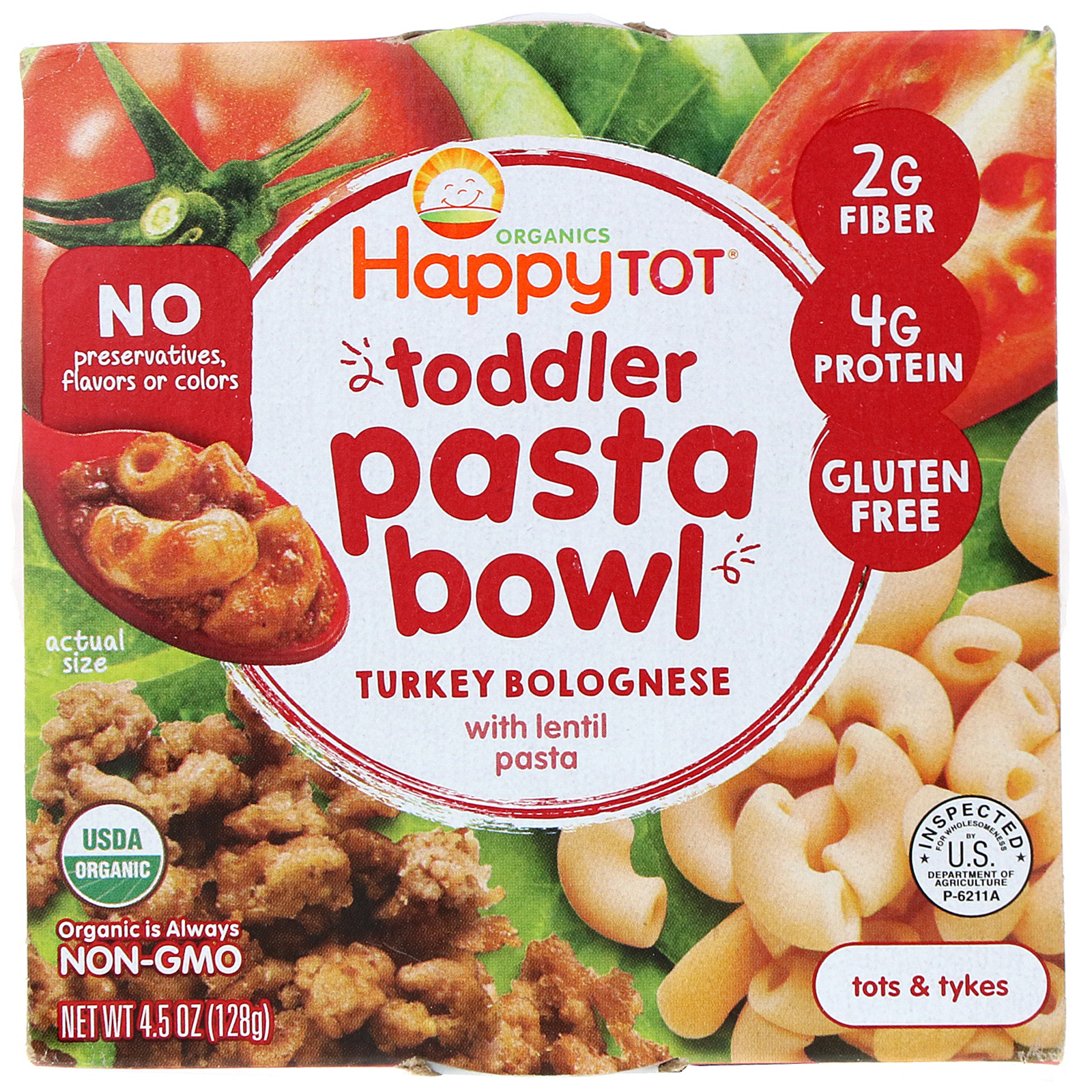 Happy Family Organics, Organics Happy Tot, Tigela de Macarrão para Bebês, Bolonhesa de Peru, 4,5 oz (128 g)