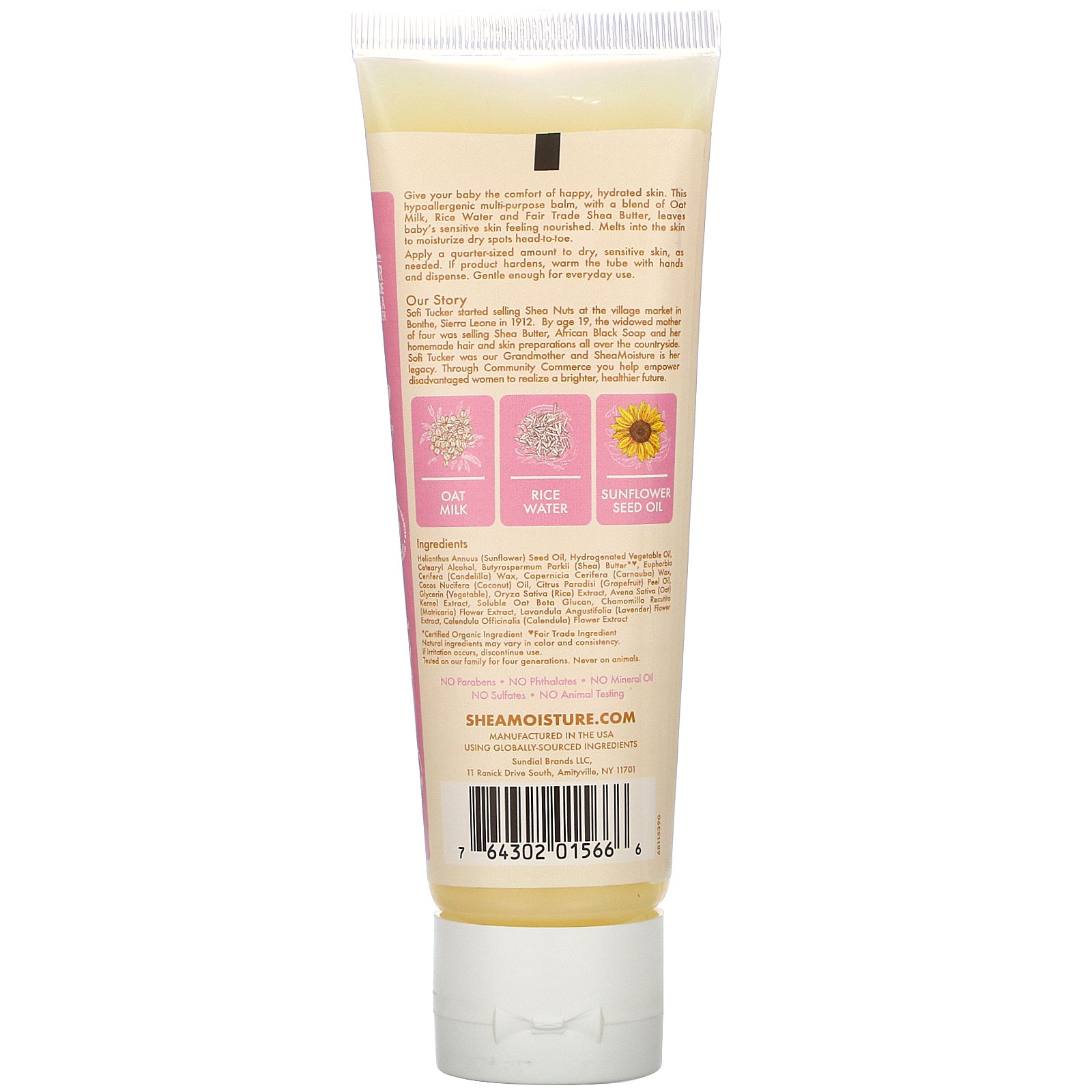SheaMoisture, Baby Multi-Purpose Balm, Oat Milk & Rice Water, 3.5 oz (99 g) - Imagem 2