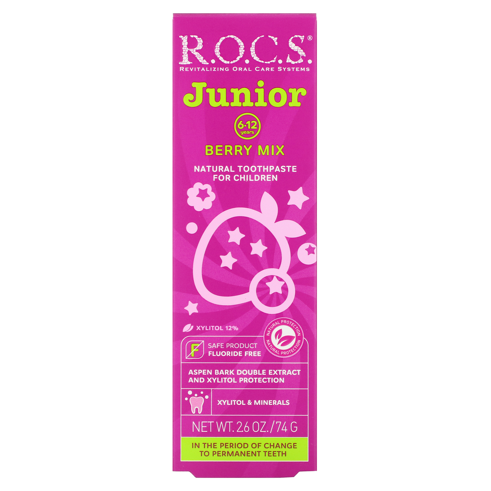 R.O.C.S. , Junior, Berry Mix Toothpaste, 6-12 Years , 2.6 oz (74 g) - Imagem 2