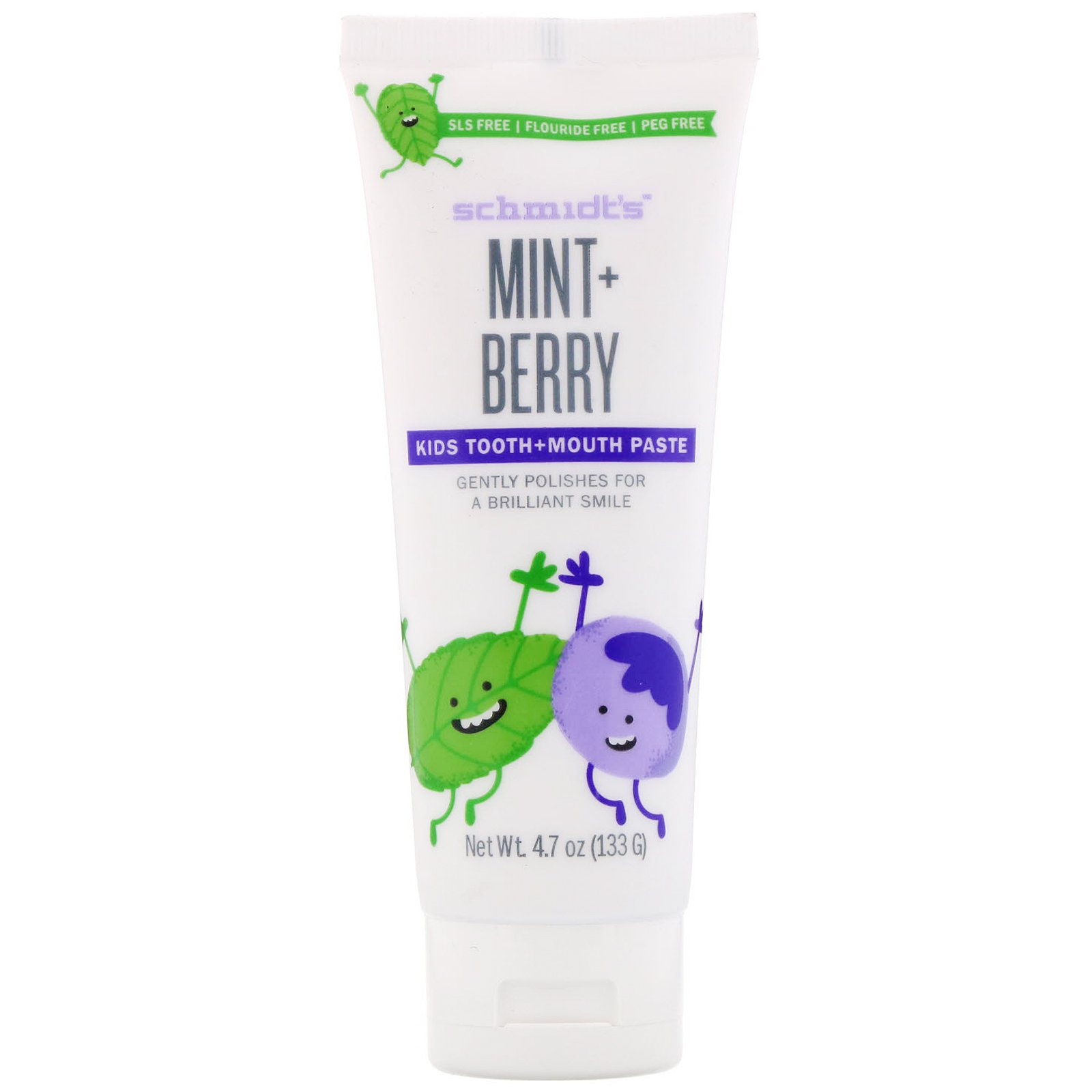 Schmidt's Naturals, Kids Tooth + Mouth Paste, Mint + Berry , 4.7 oz (133 g)