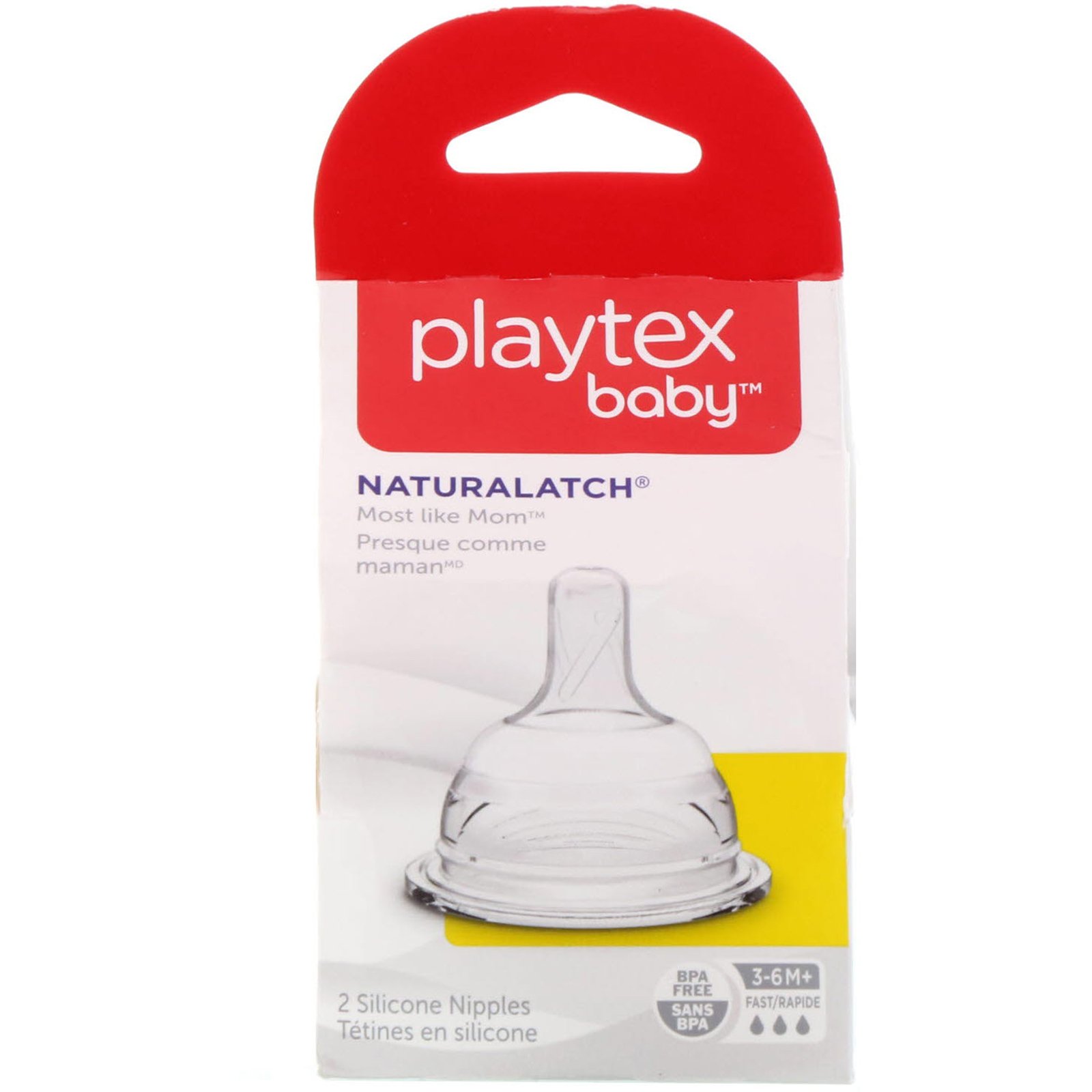 Playtex Baby, NaturaLatch, Entre 3 e Maiores de 6 Meses, 2 Bicos de Silicone de Fluxo Rápido - Imagem 2