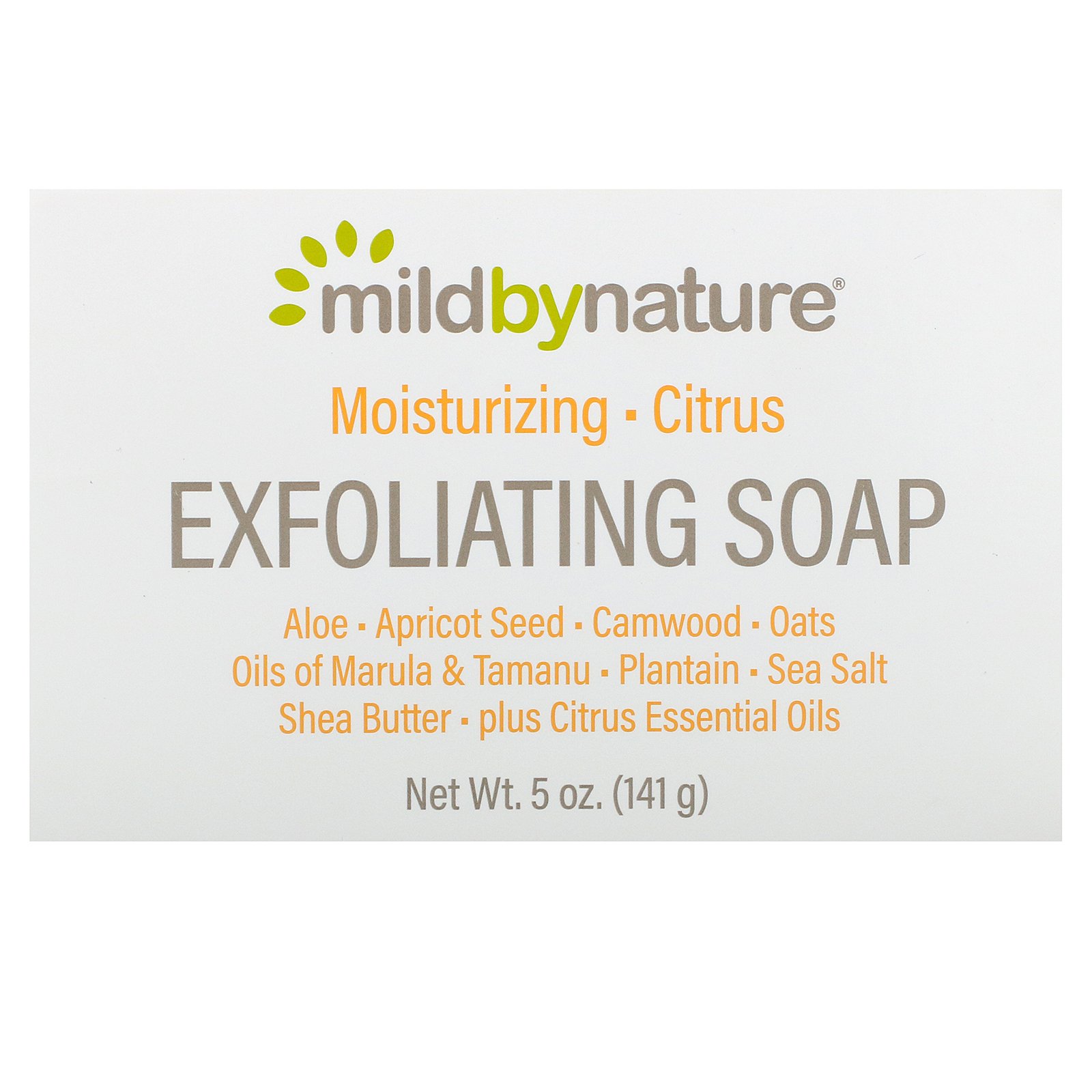 Mild By Nature, Sabonete Esfoliante em Barra, com Óleos de Marula e Tamanu com Manteiga de Karité, Cítricos, 141 g (5 oz)