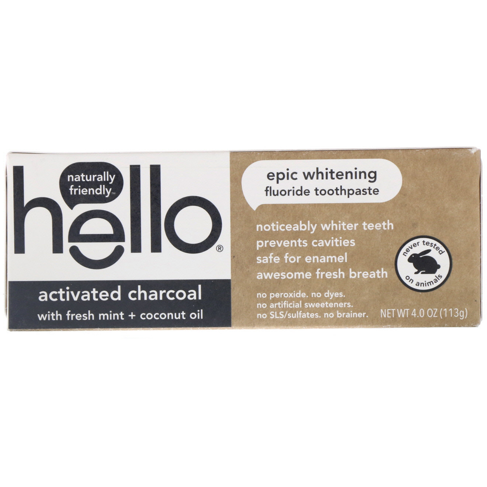 Hello, Creme Dental com Flúor para Clareamento com Carvão Ativado, 4,0 oz (113 g)