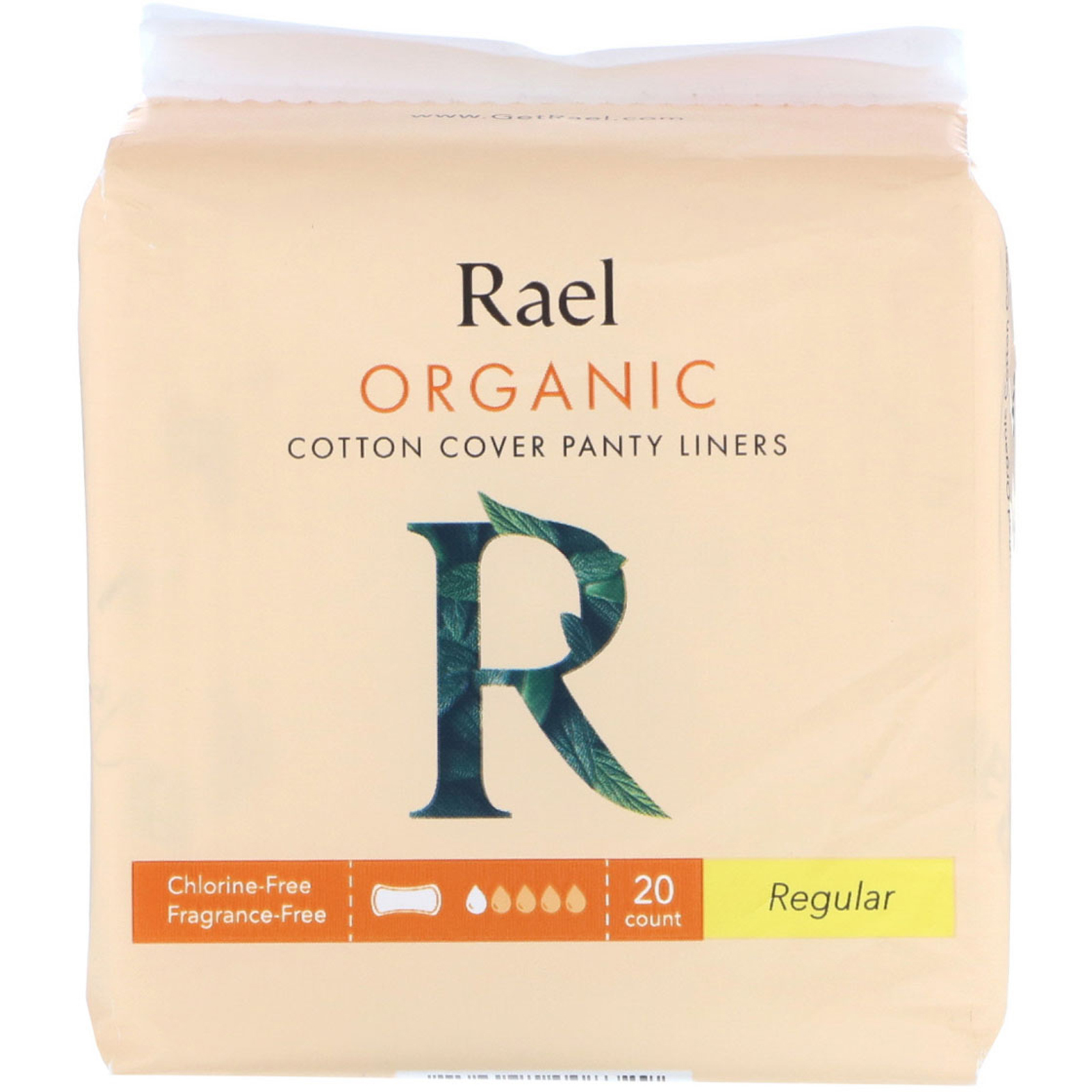 Rael, Protetor Diário de Algodão Orgânico, Médio, 20 Unidades