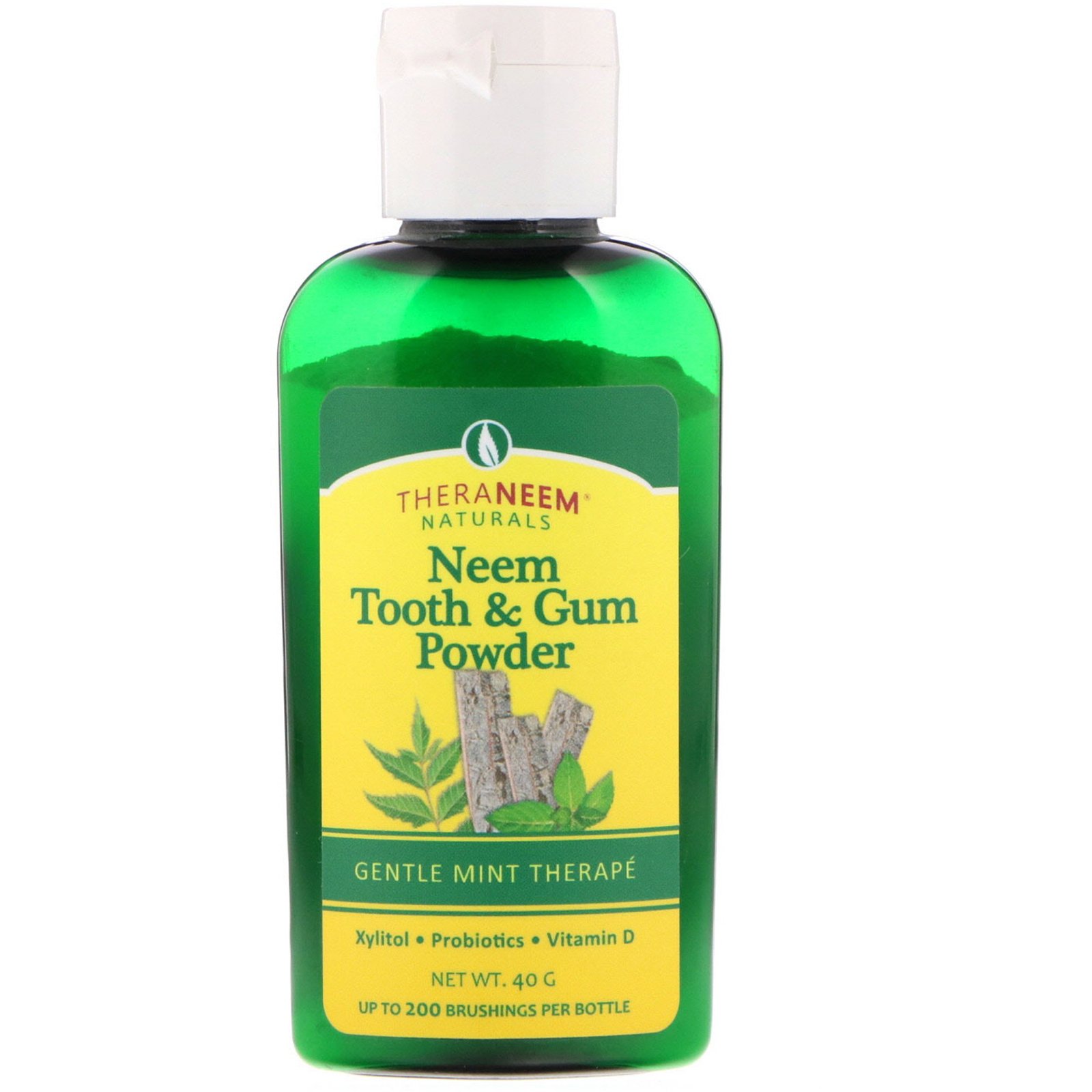 Organix South, TheraNeem Naturals, Neem em Pó para os Dentes e Gengiva, Tratamento de Menta Suave, 40 g