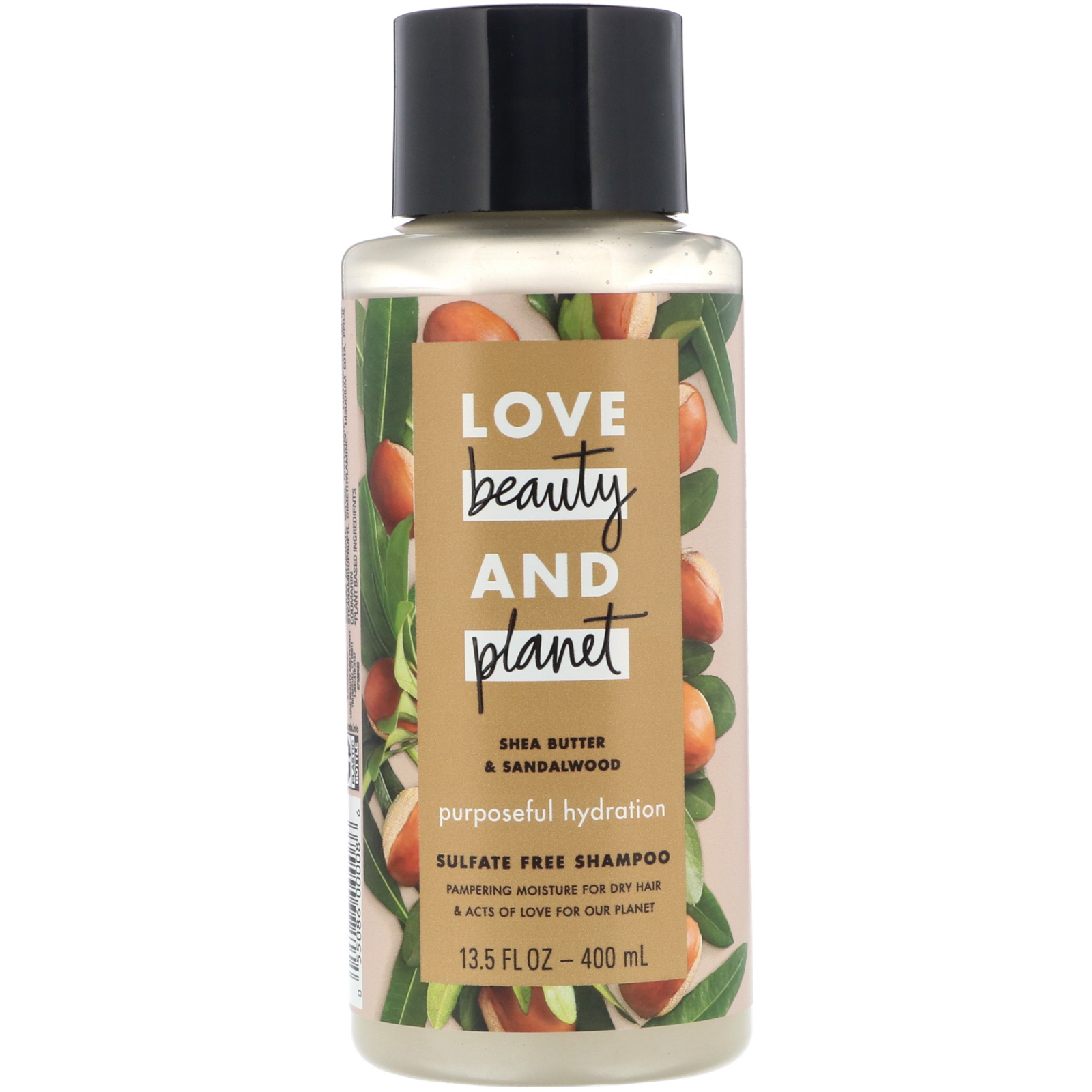 Love Beauty and Planet, Shampoo Purposeful Hydration, manteiga de karité e sândalo, 400 ml