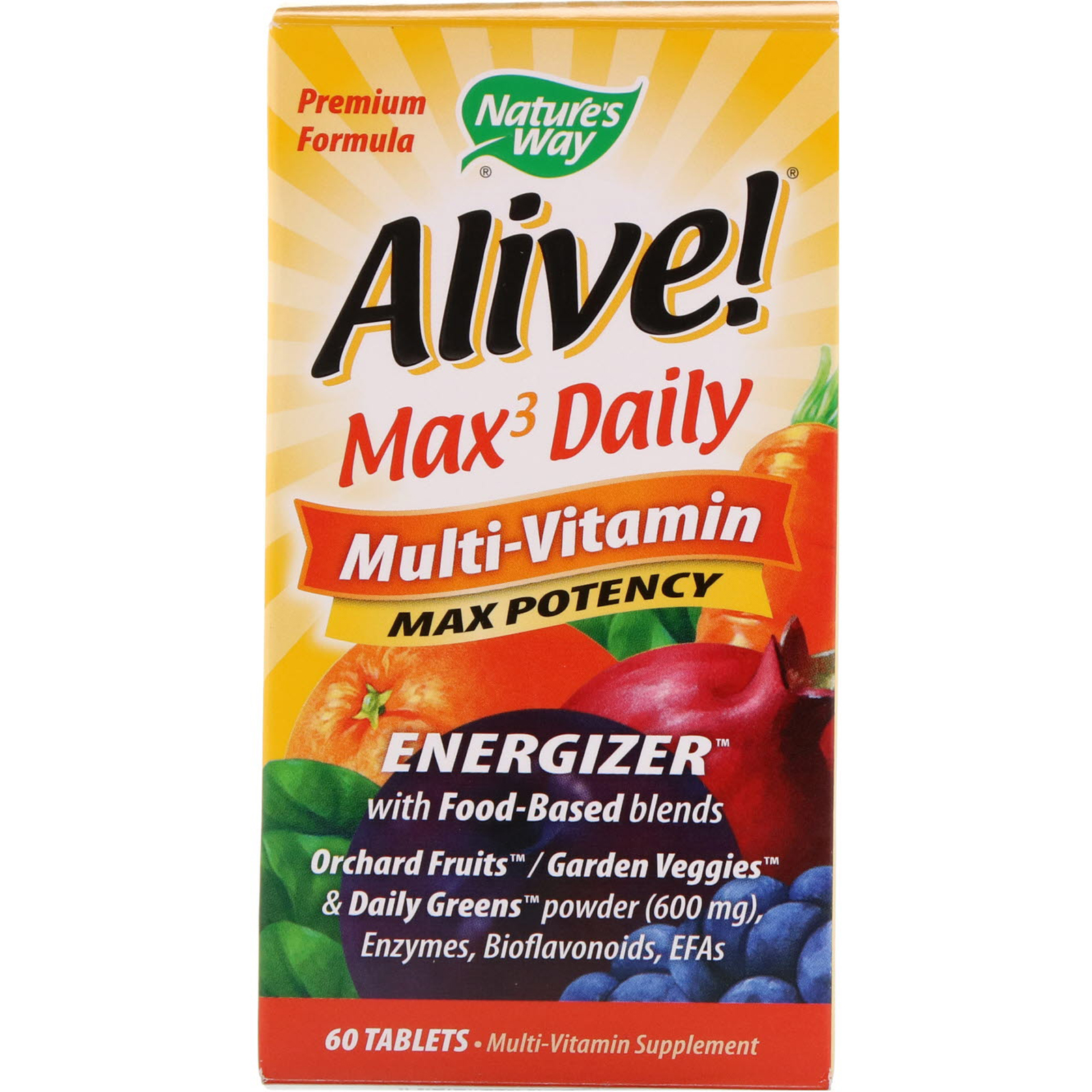 Nature's Way, Alive! Multivitamínico Max3 Diário, 60 Comprimidos