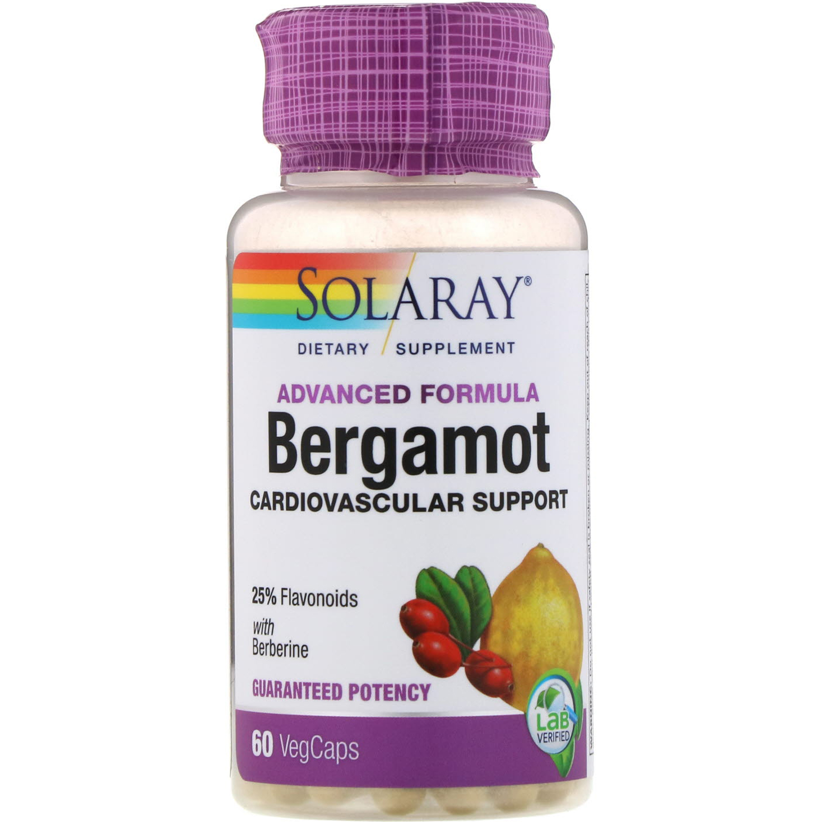Solaray, Fórmula Avançada, Bergamota, Suporte Cardiovascular, 60 Cápsulas Vegetais