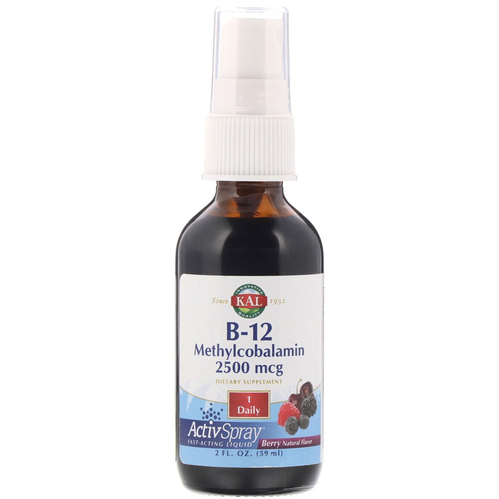 KAL, B-12 Methylcobalamin, Berry, 2,500 mcg, 2 fl oz (59 ml)
