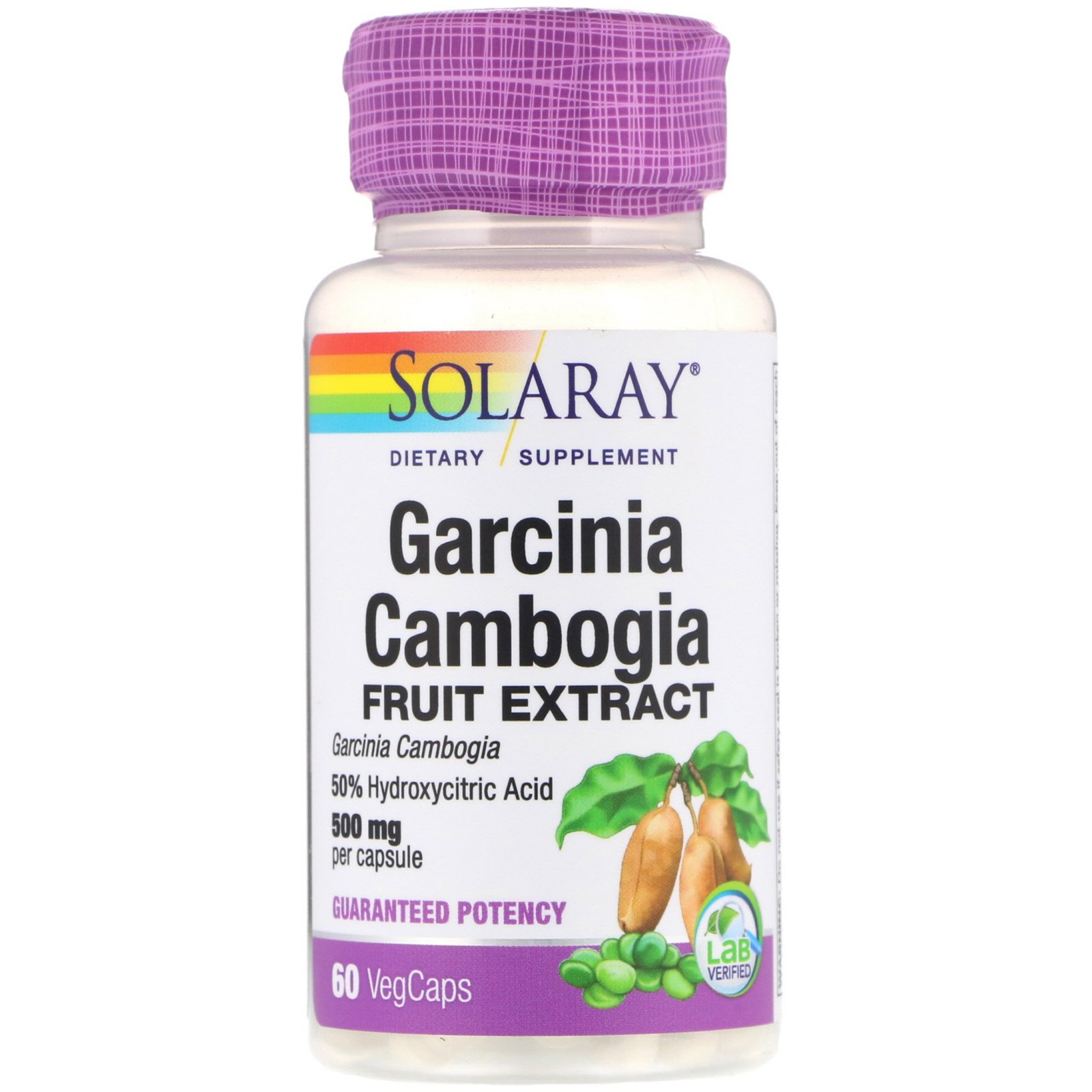 Solaray, Extrato de Fruta Garcinia Cambogia, 500 mg, 60 Cápsulas Vegetais