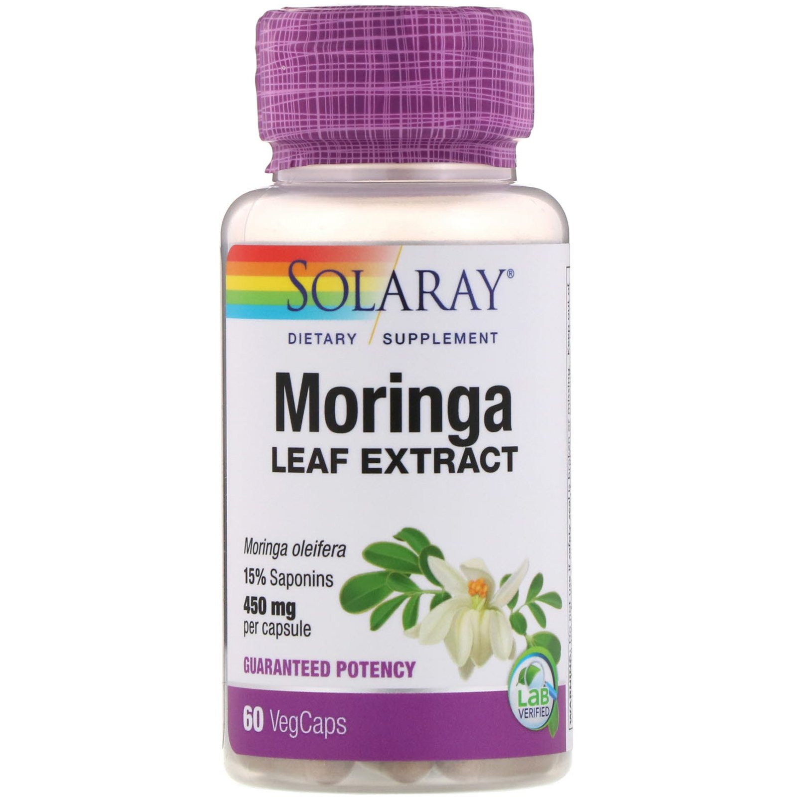 Solaray, Extrato de Folha de Moringa, 450 mg, 60 Cápsulas Vegetais