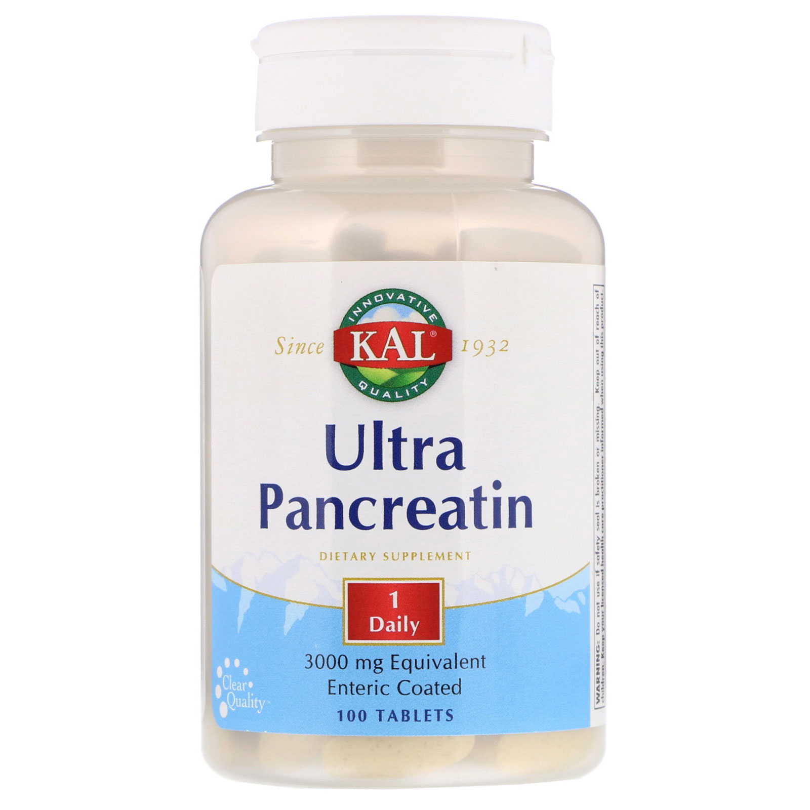 KAL, Ultra Pancreatin, 100 Tablets