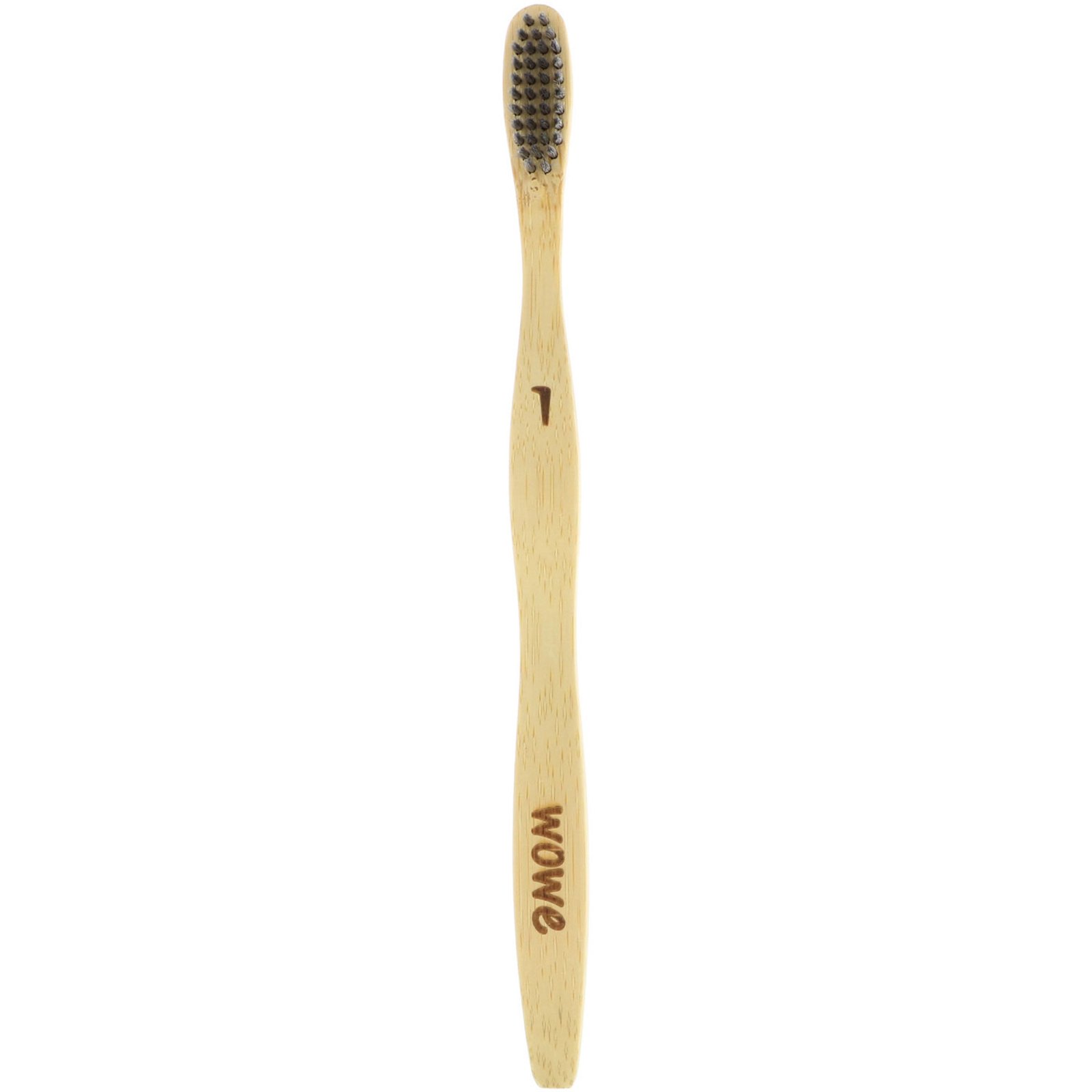 Wowe, Escova Dental de Bambu Natural, Cerdas Macias Infundidas com Carvão, Embalagem com 4