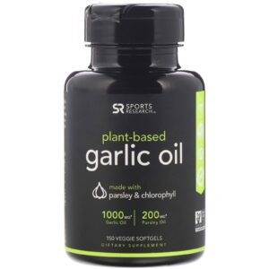 Sports Research, À Base de Plantas, Óleo de Alho com Salsa e Clorofila, 150 Cápsulas Gelatinosas Vegetais