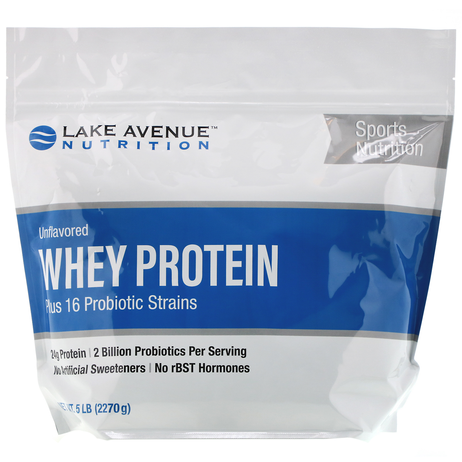 Lake Avenue Nutrition, Proteína Whey + Probióticos, Sem Sabor, 2.270 g (5 lb)