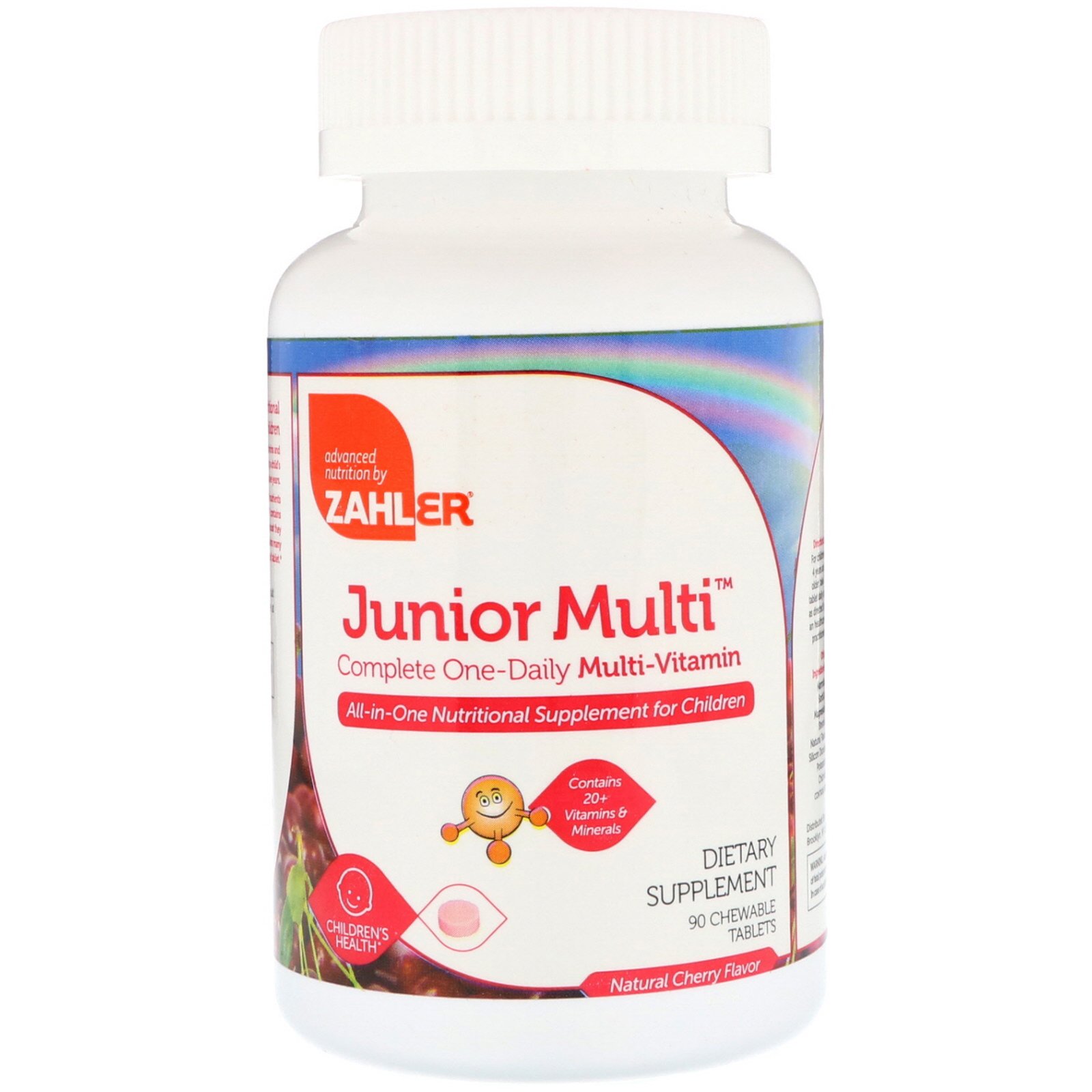 Zahler, Junior Multi, Multivitamínico Completo de Uma Dose Diária, Sabor Natural de Cereja, 90 Cápsulas Mastigáveis