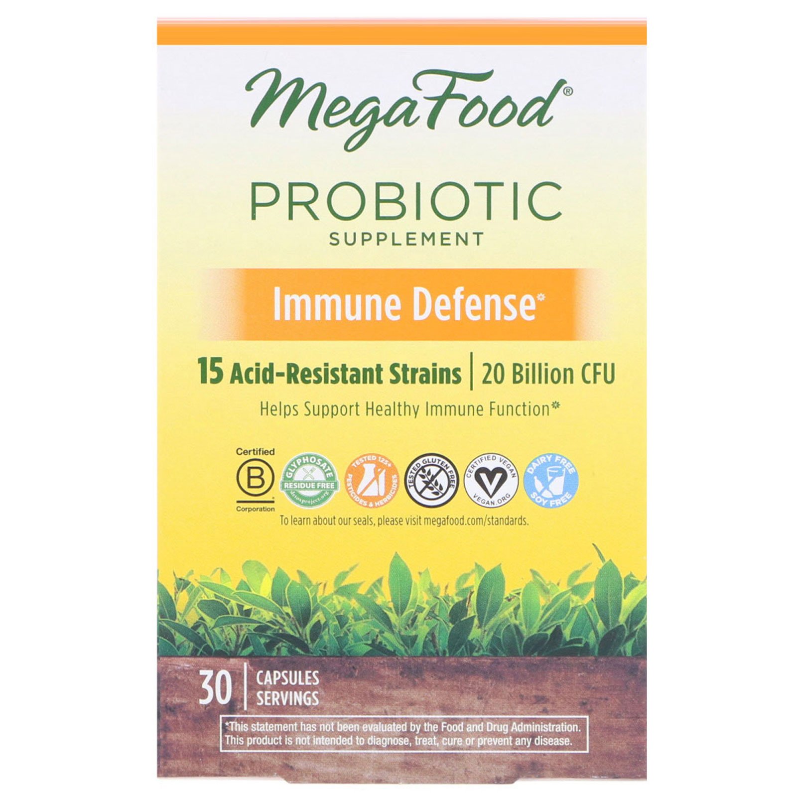 MegaFood, Probiotic Supplement, Immune Defense, 30 Capsules