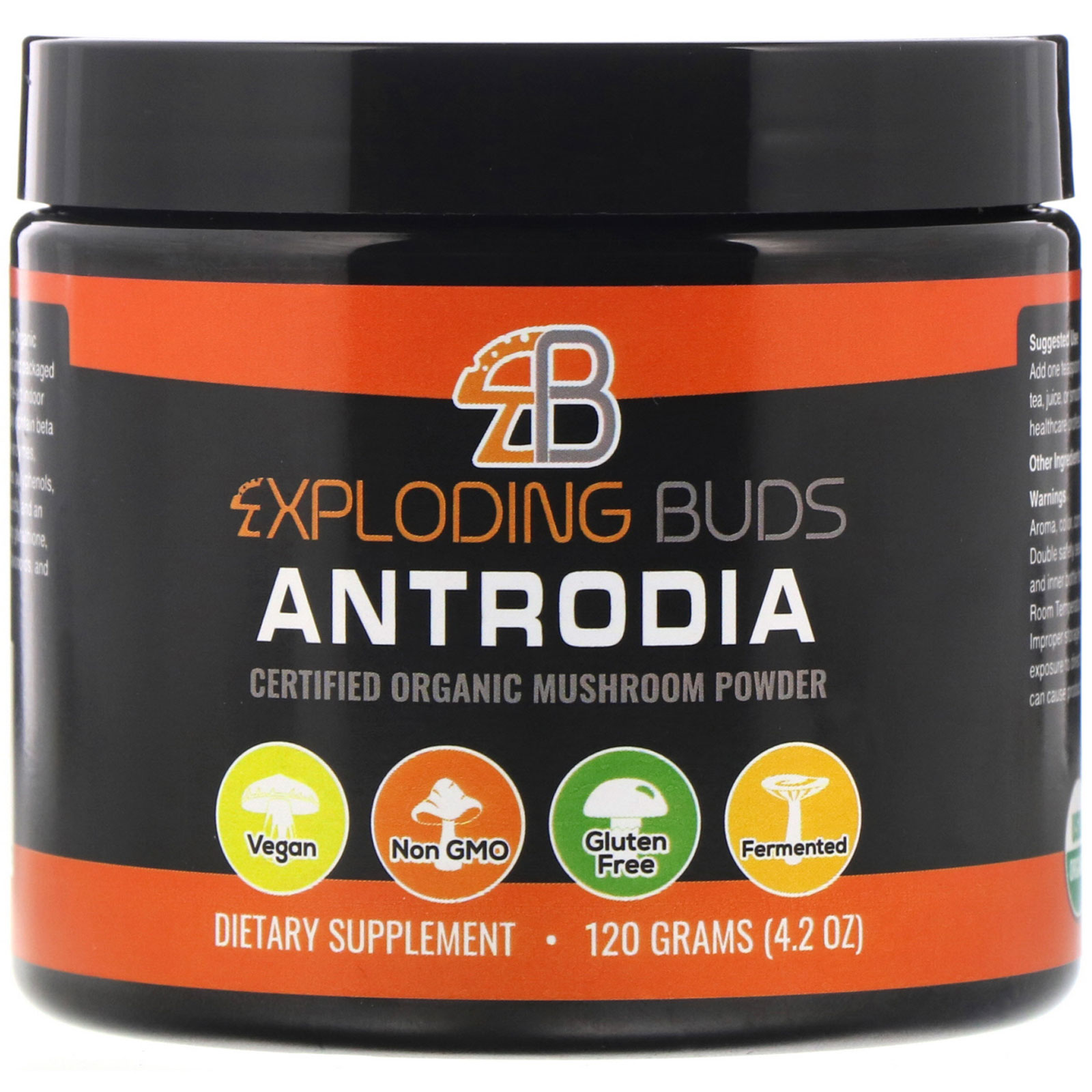 Exploding Buds, Antrodia, Pó de Cogumelo Orgânico Certificado, 120 g (4,2 oz)