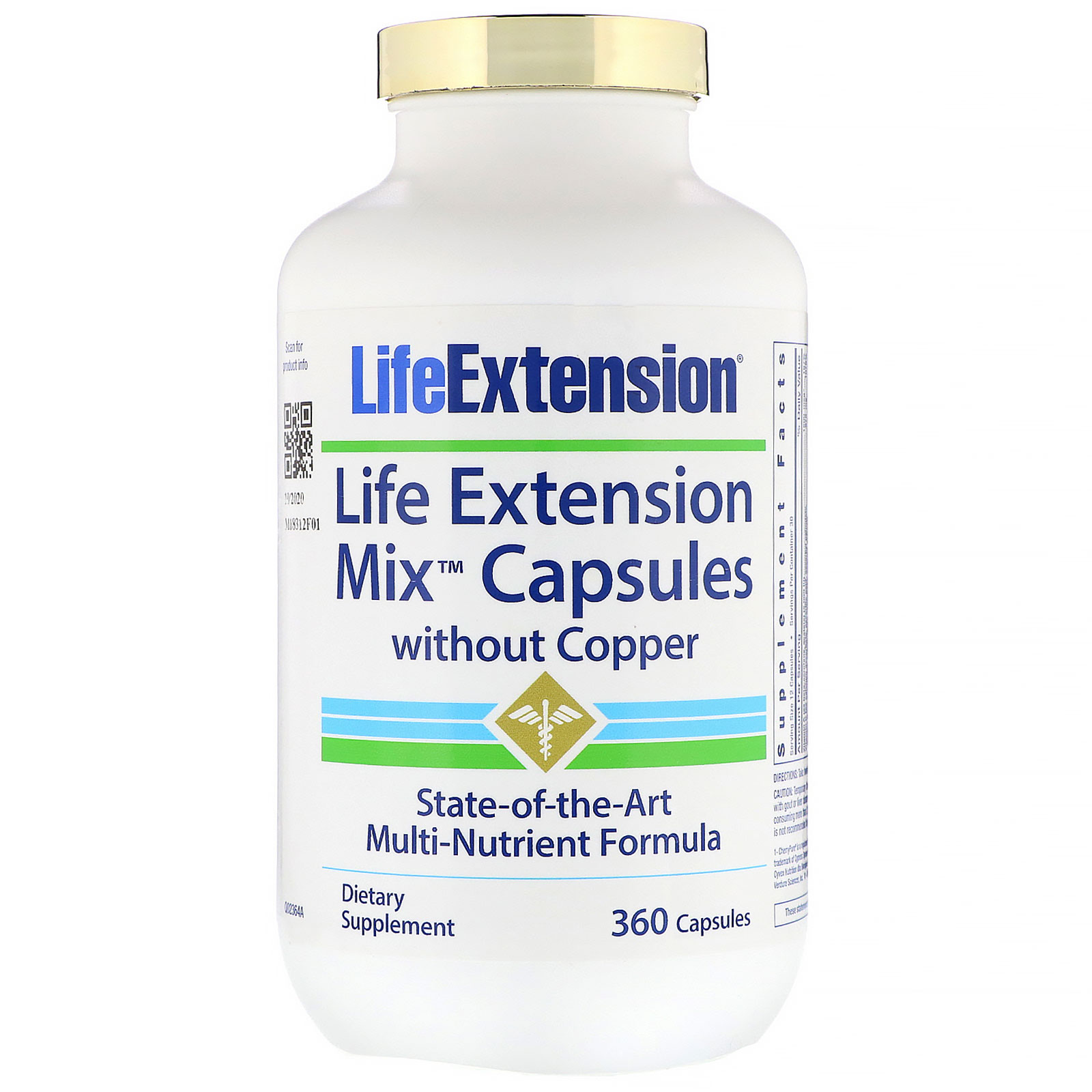 Life Extension, Cápsulas Mix sem Cobre, 360 Cápsulas
