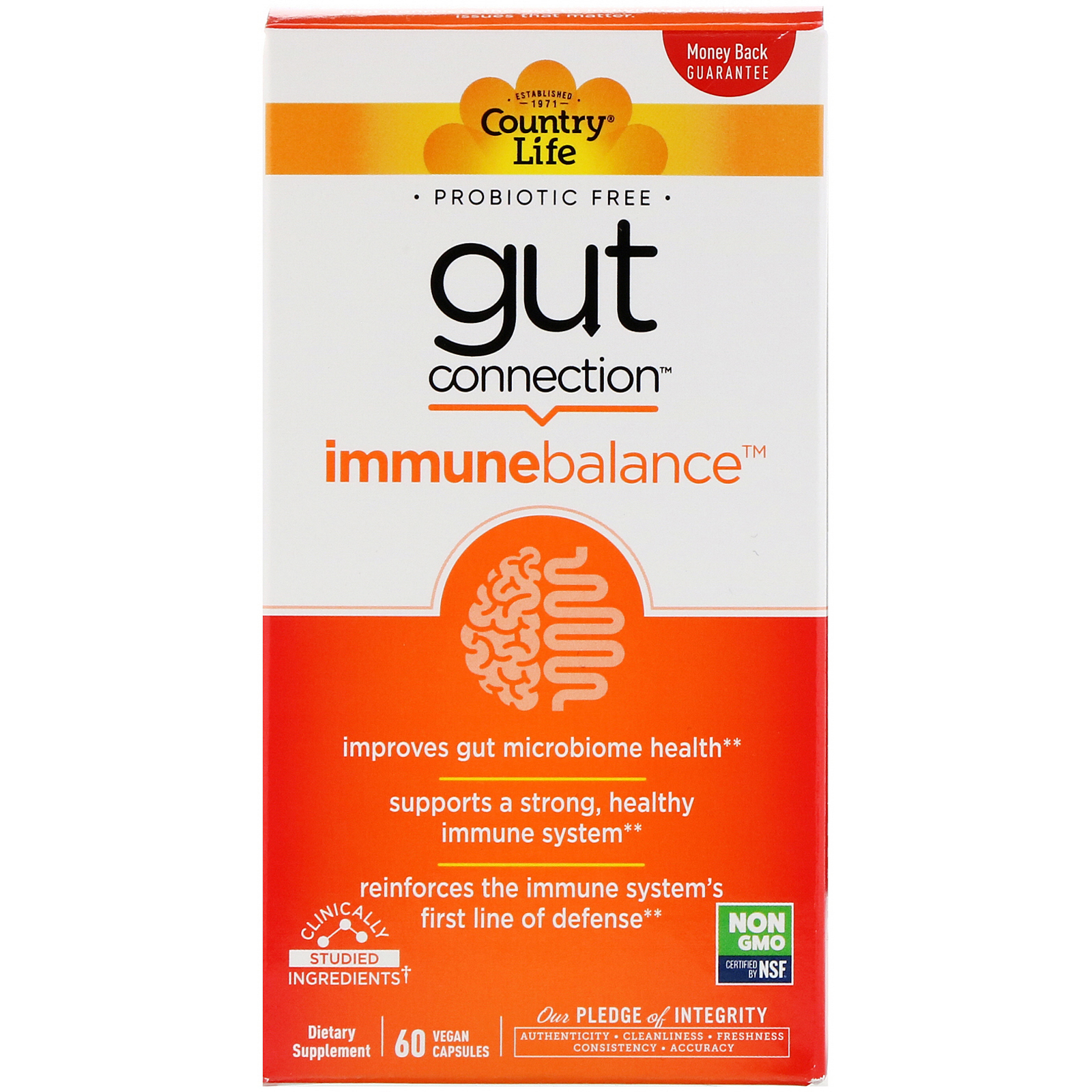 Country Life, Gut Connection, Immune Balance, 60 Cápsulas Veganas - Imagem 2