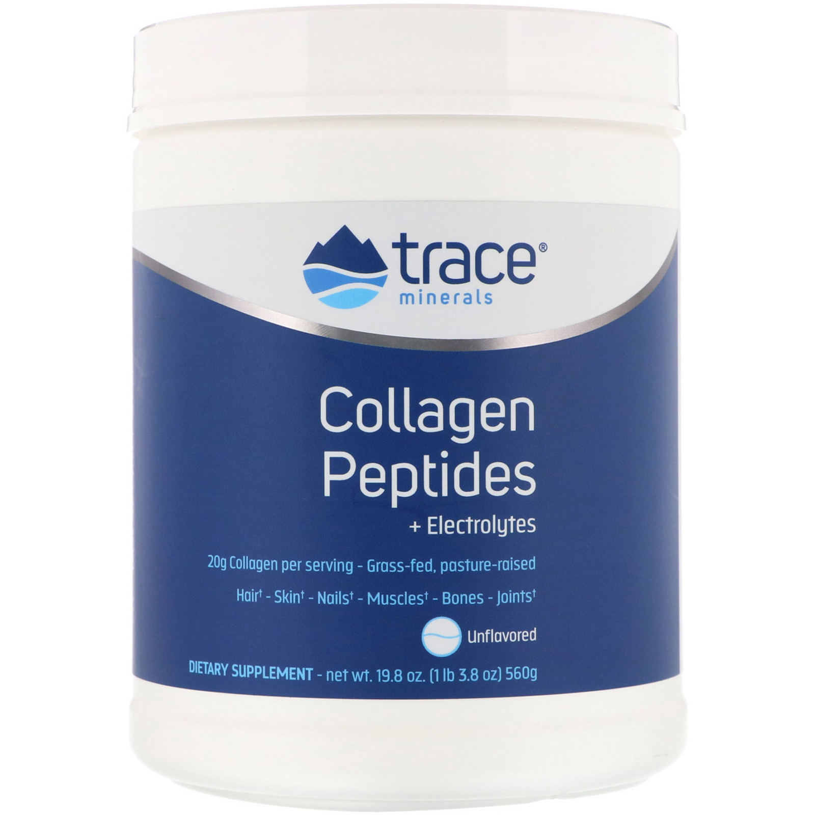 Trace Minerals Research, Peptídeos de Colágeno + Eletrólitos, Sem Sabor, 19,8 oz (560 g)