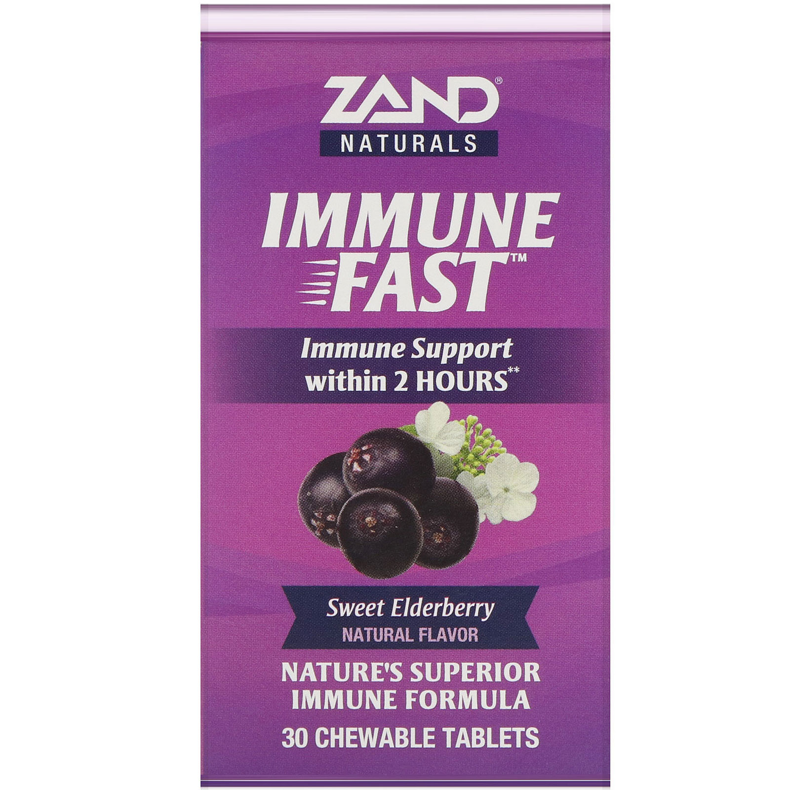 Zand, Immune Fast, Sabugueiro Doce, 30 Comprimidos Mastigáveis