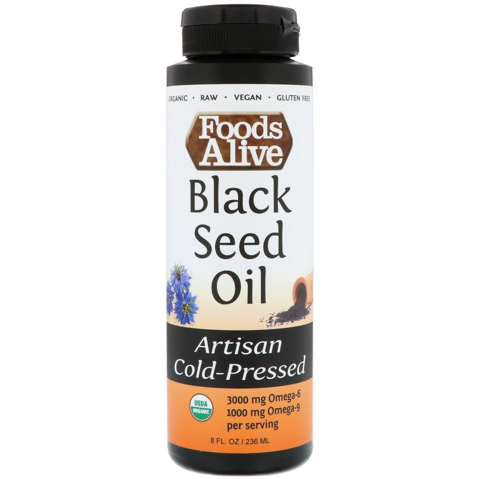 Foods Alive, Artesanal e Prensado a Frio, Óleo de Semente de Cominho Preto, 8 fl oz (236 ml)