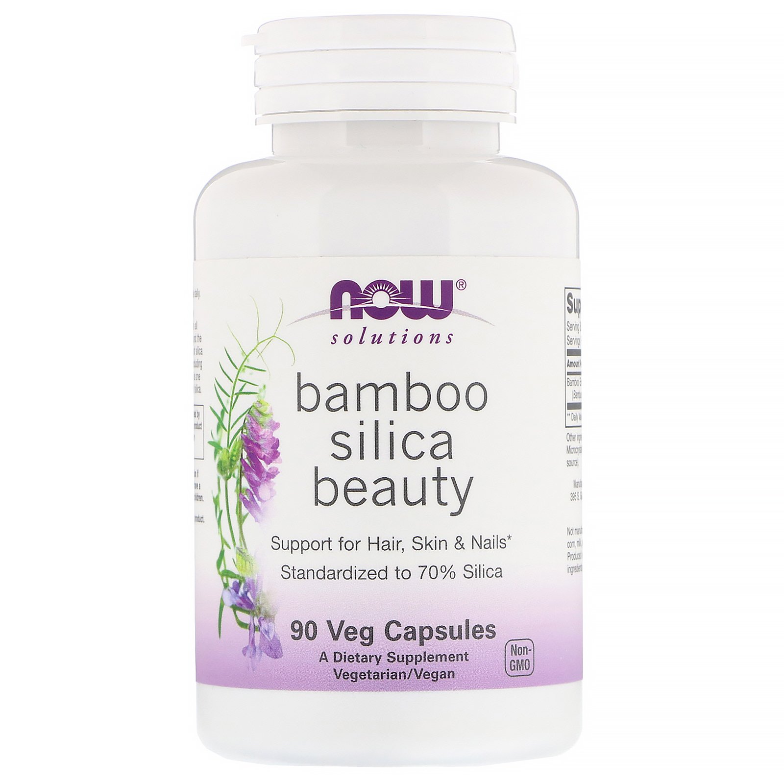 Now Foods, Soluções, Beleza com Sílica e Bambu, 90 Cápsulas Vegetais