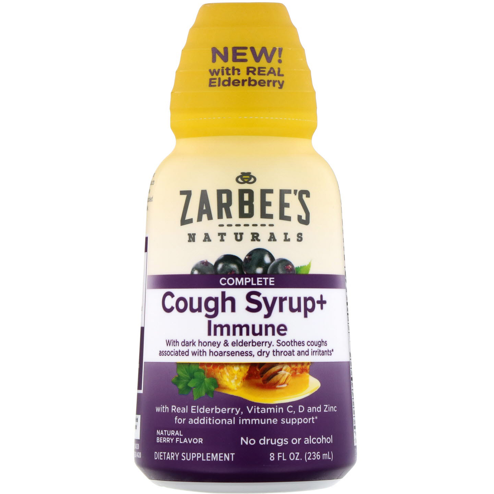 Zarbee's, Xarope Completo para Tosse + Imunológico, Baga Natural, 8 fl oz (236 ml)