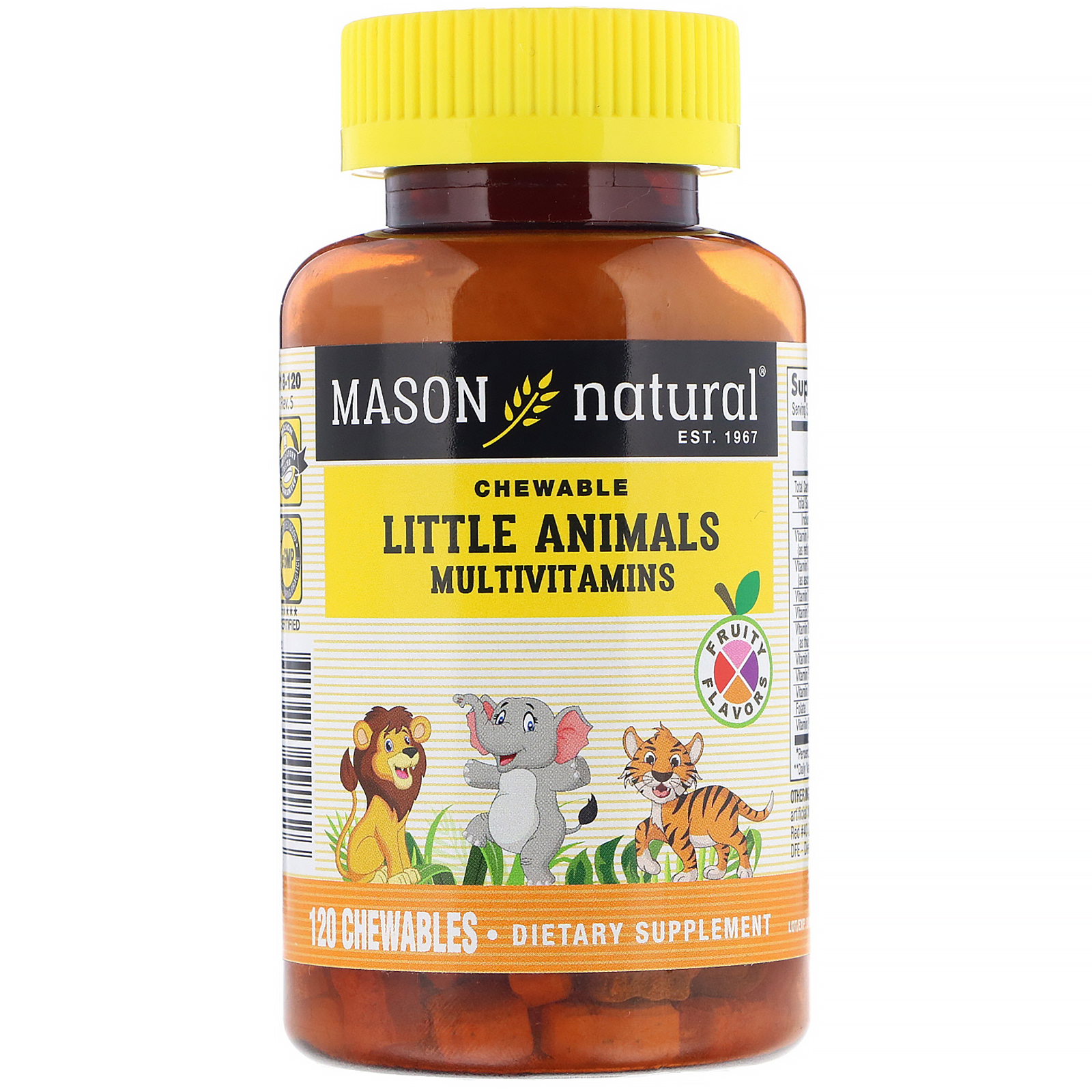 Mason Natural, Multivitamínico Little Animals, Sabores Frutados, 120 Comprimidos Mastigáveis