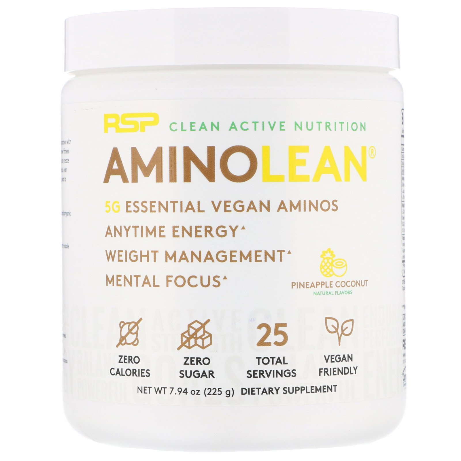 RSP Nutrition, AminoLean, Essential Vegan Aminos, Pineapple Coconut, 7.94 oz (225 g)